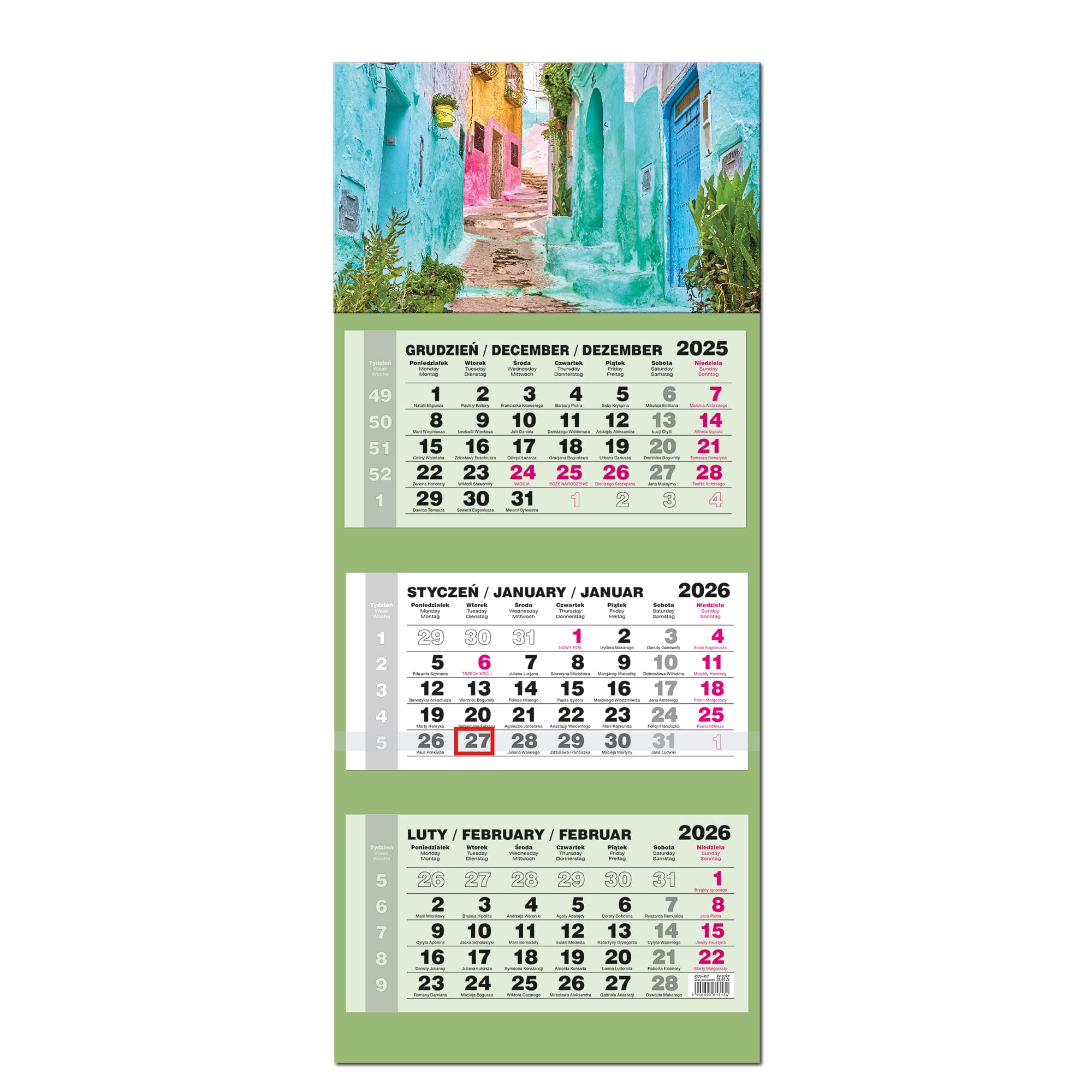 Kalendarz 2026 trójdzielny Lux główka wypukła MAROKO KS26-103G 60c33fd33c4a0d7fc0eac25a52c9a718