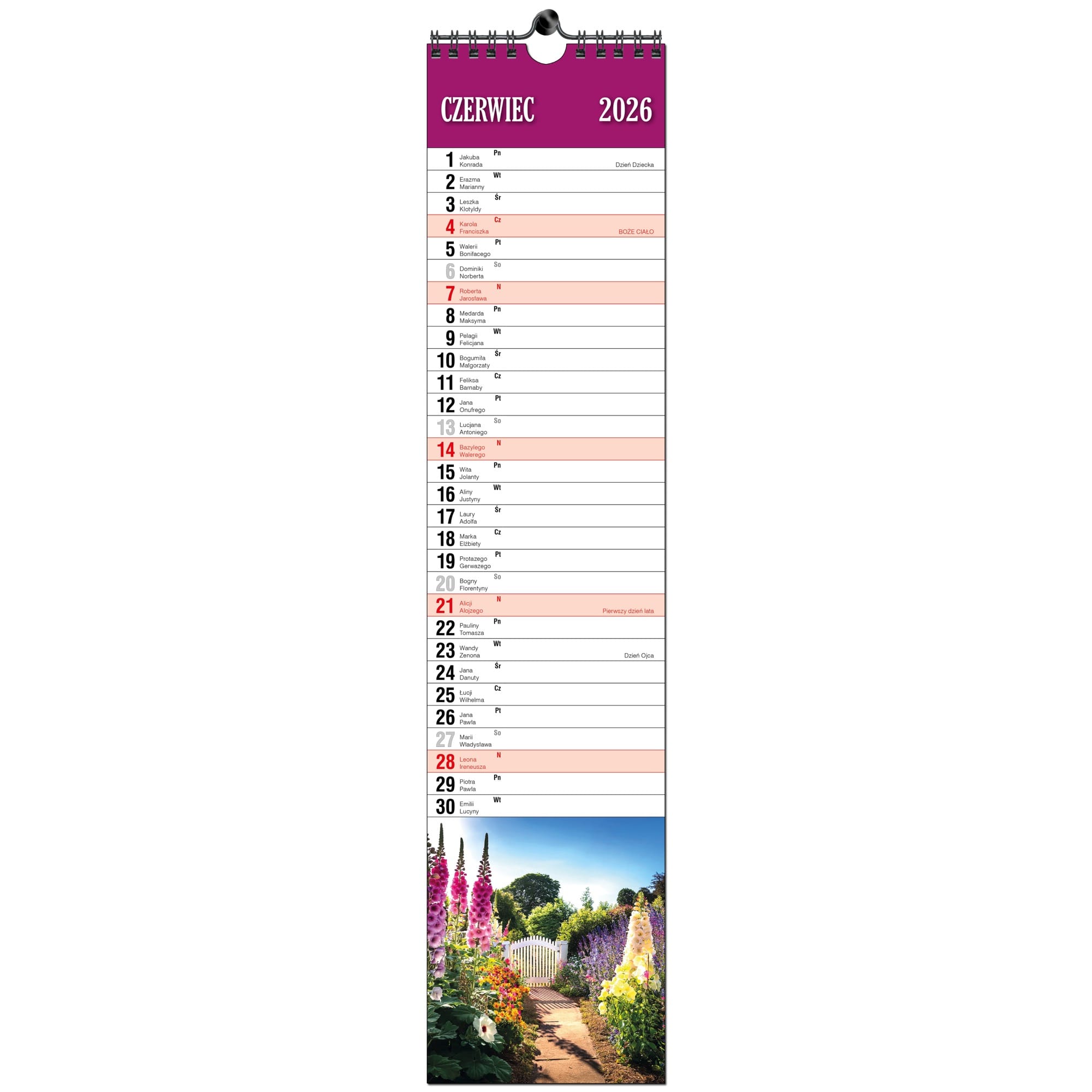 Kalendarz 2026 paskowy terminarz do notatek 11×48 13 planszowy OGRODY 8e10780a1ccf7fa3cefa949680cfac88