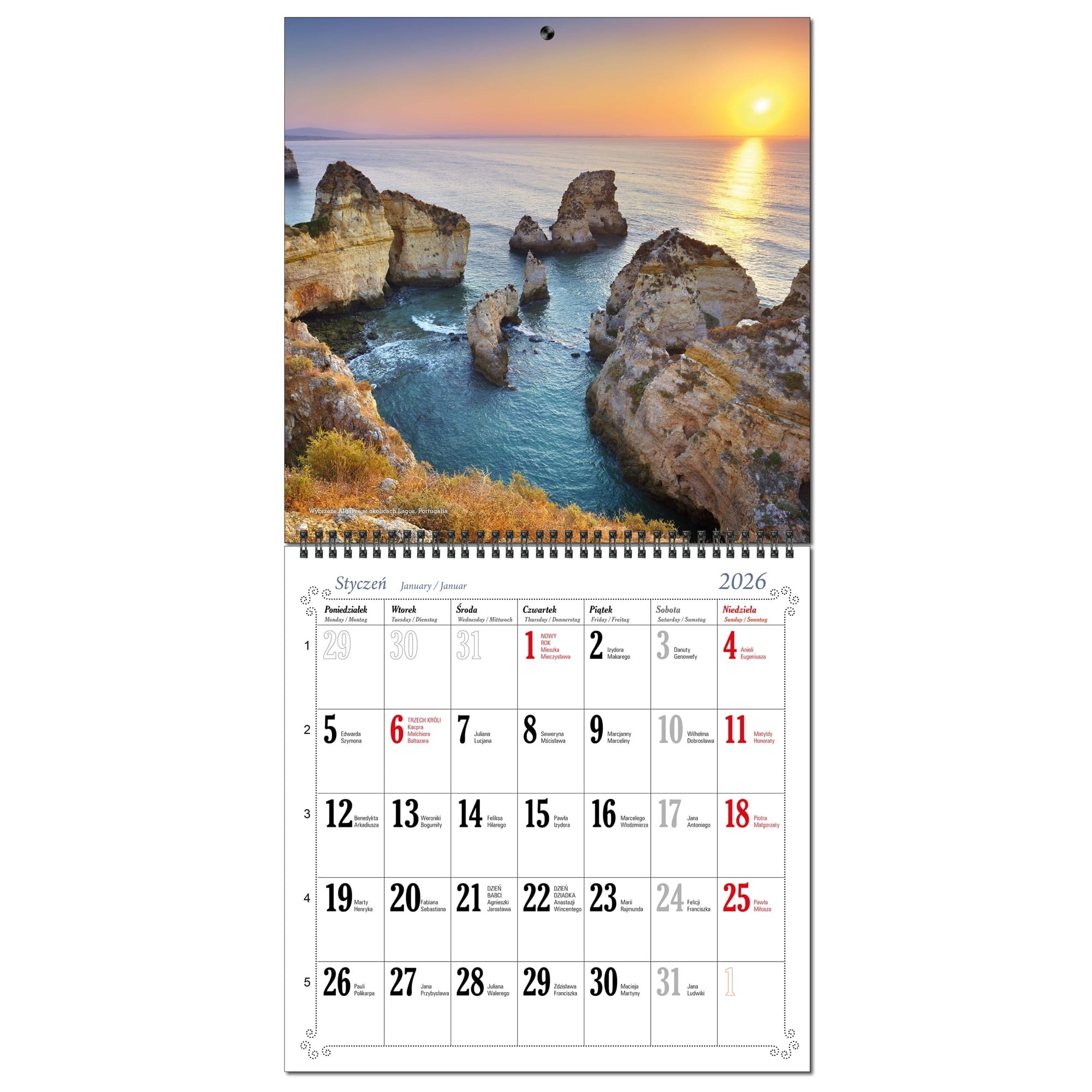 Kalendarz 2026 ścienny duży 30 x 60 cm 13 planszowy KRAJOBRAZY ŚWIATA ab208b7980c8a07ac06134bbacdd8ea1