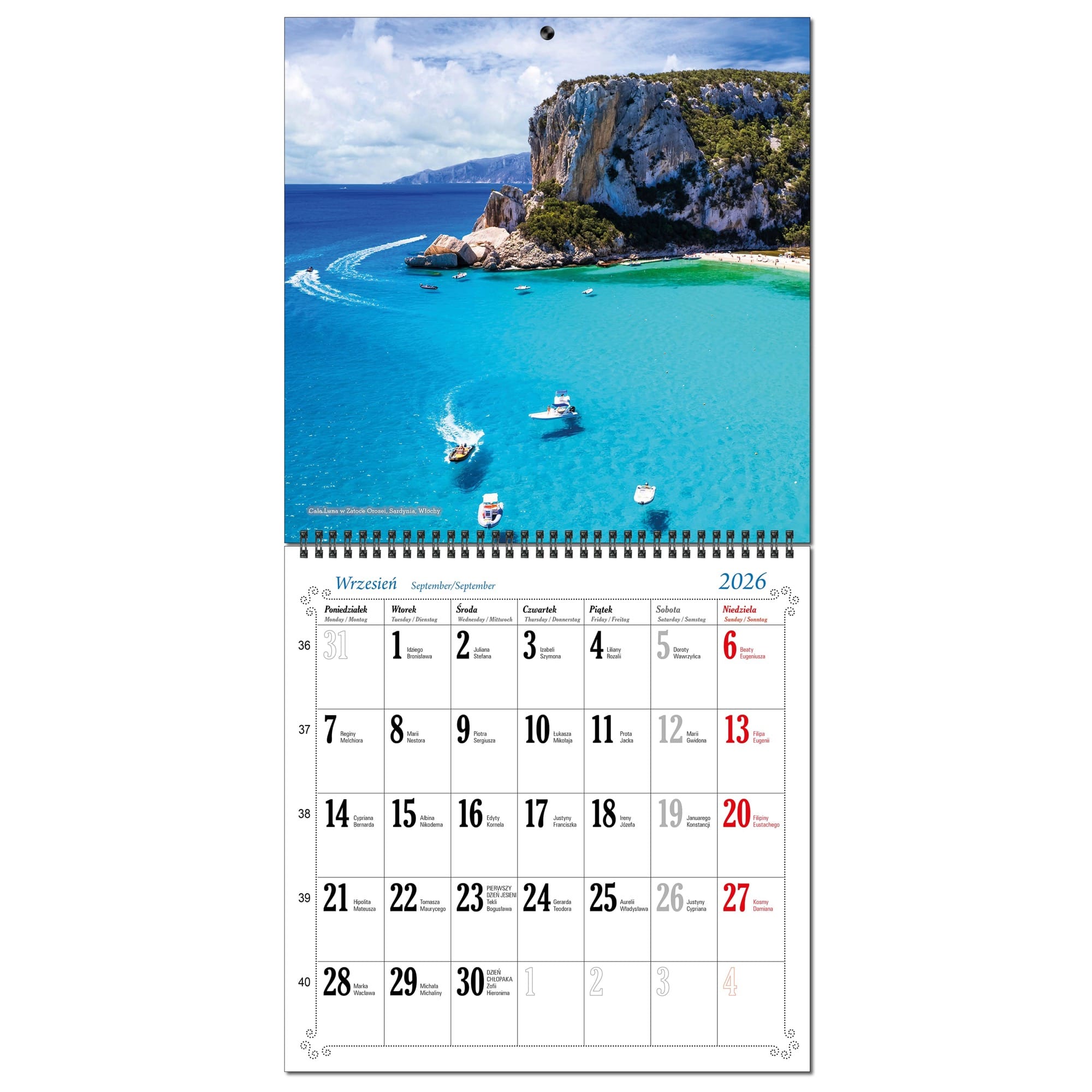 Kalendarz 2026 ścienny duży 30 x 60 cm 13 planszowy PODRÓŻE 96ffd087c65aff8d63f57ae3e0036851