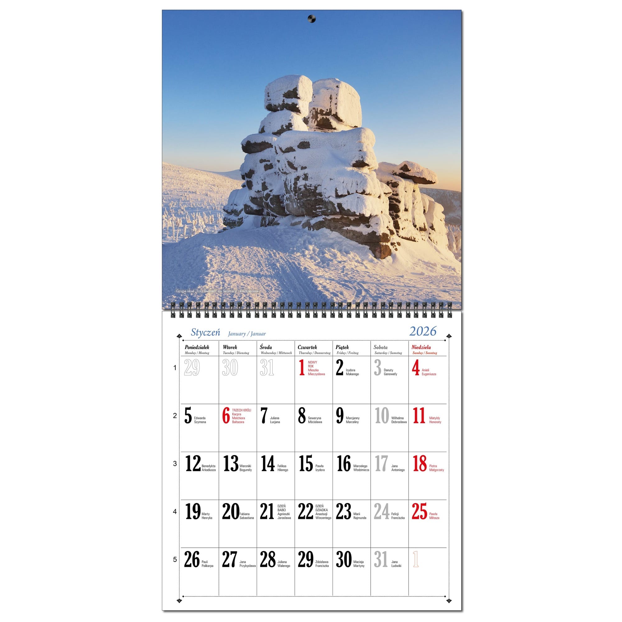 Kalendarz 2026 ścienny duży 30 x 60 cm 13 planszowy POLSKIE GÓRY 5d50653c5c7ce073d81f665c0b61027a