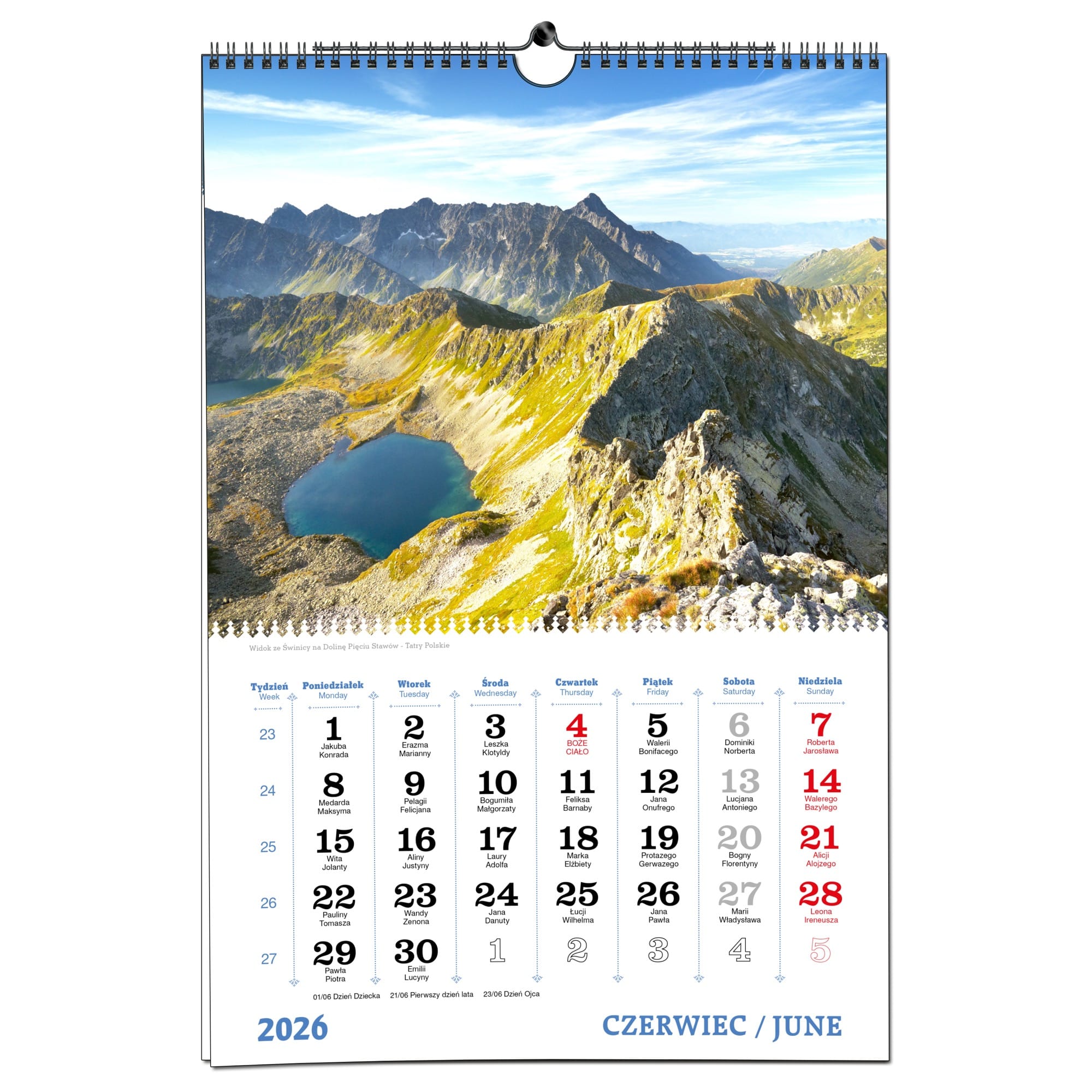Kalendarz 2026 ścienny B3 33 x 48 cm 7 planszowy TATRY f3e7c8e80c7fae440f621f6ef63411a9