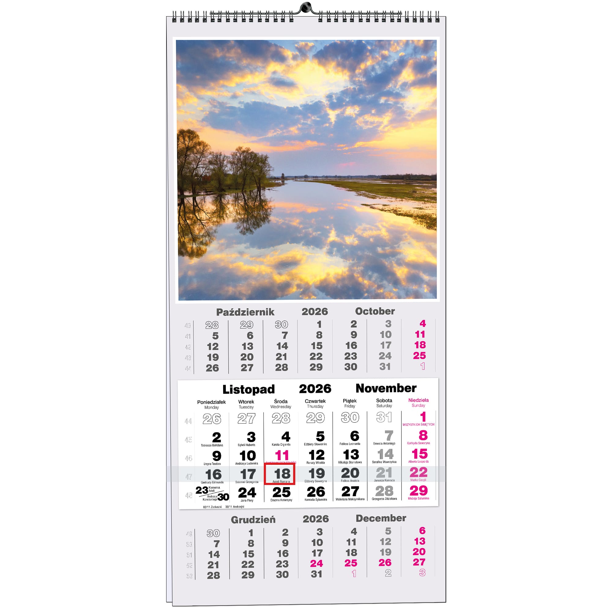 Kalendarz 2026 TRÓJDZIELNY 13 planszowy 31 x 65 cm POLSKIE PEJZAŻE 17482984a30b80185b501a1acd6de8b7