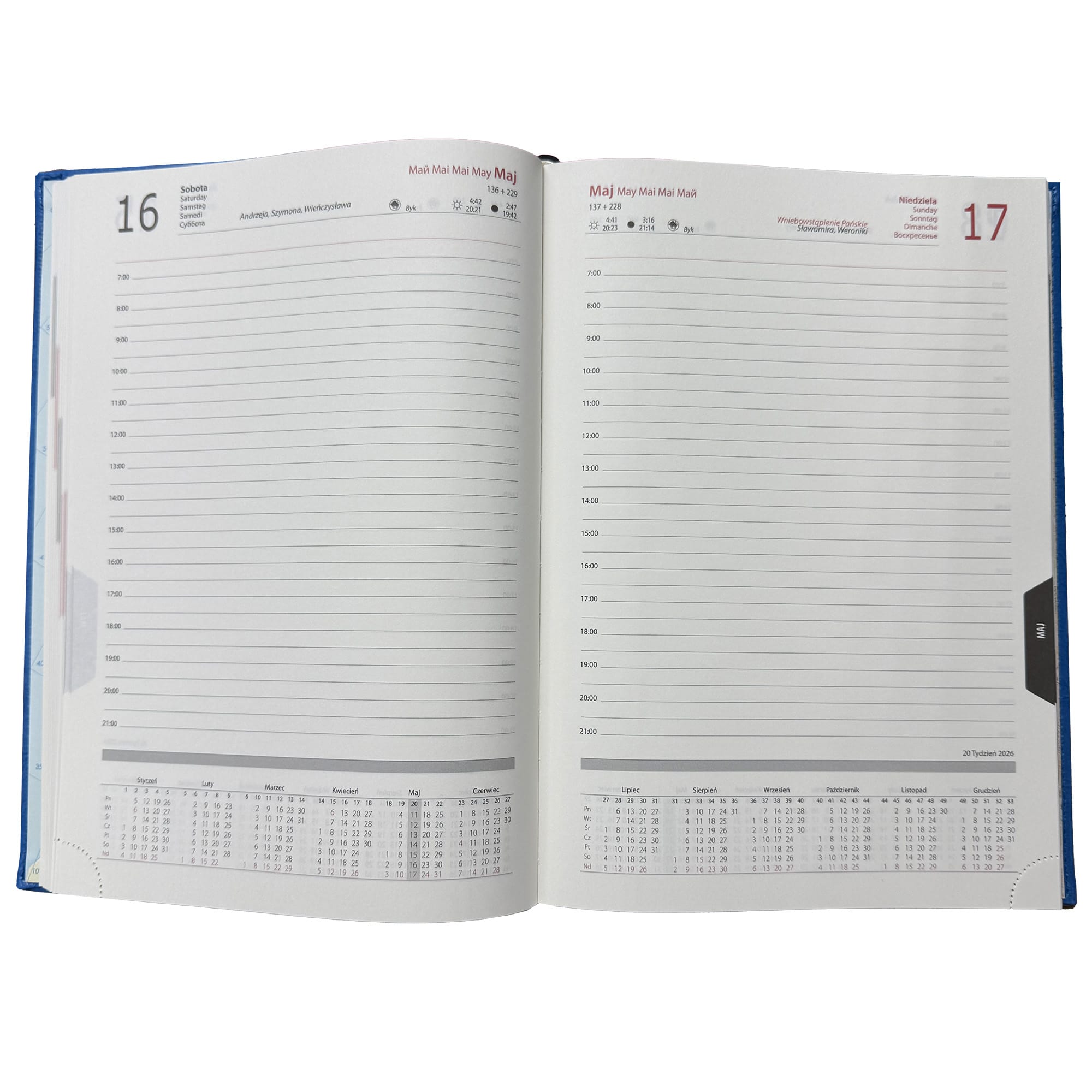 Kalendarz 2026 książkowy dzienny A4 sobota niedziela osobno soft touch papier chamois KOSMICZNY SPOKÓJ 52d15013eae950560b169dd862c49f4d