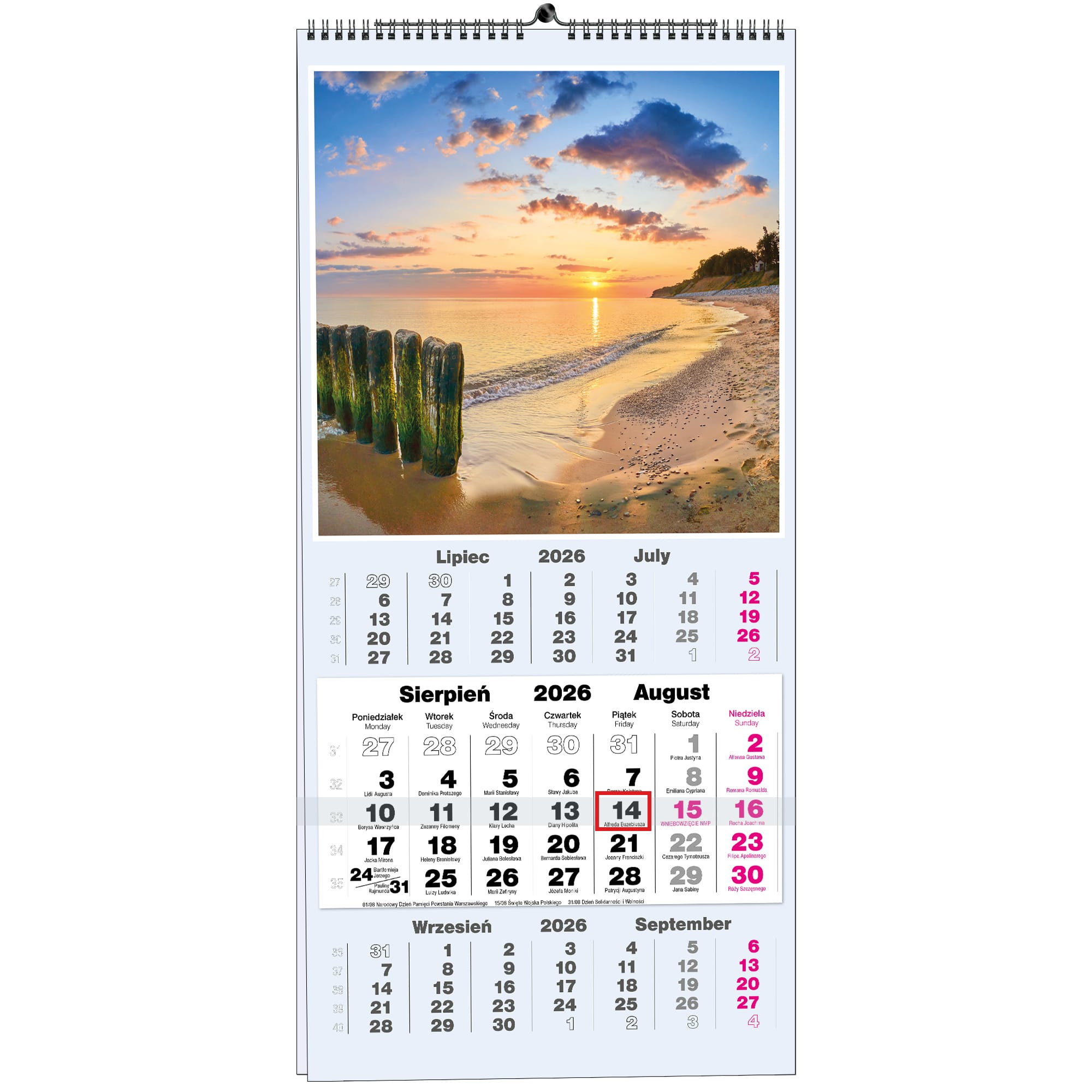 Kalendarz 2026 TRÓJDZIELNY 13 planszowy 31 x 65 cm POLSKIE PEJZAŻE 361a911c2652f18c0376dbf6a269f77b