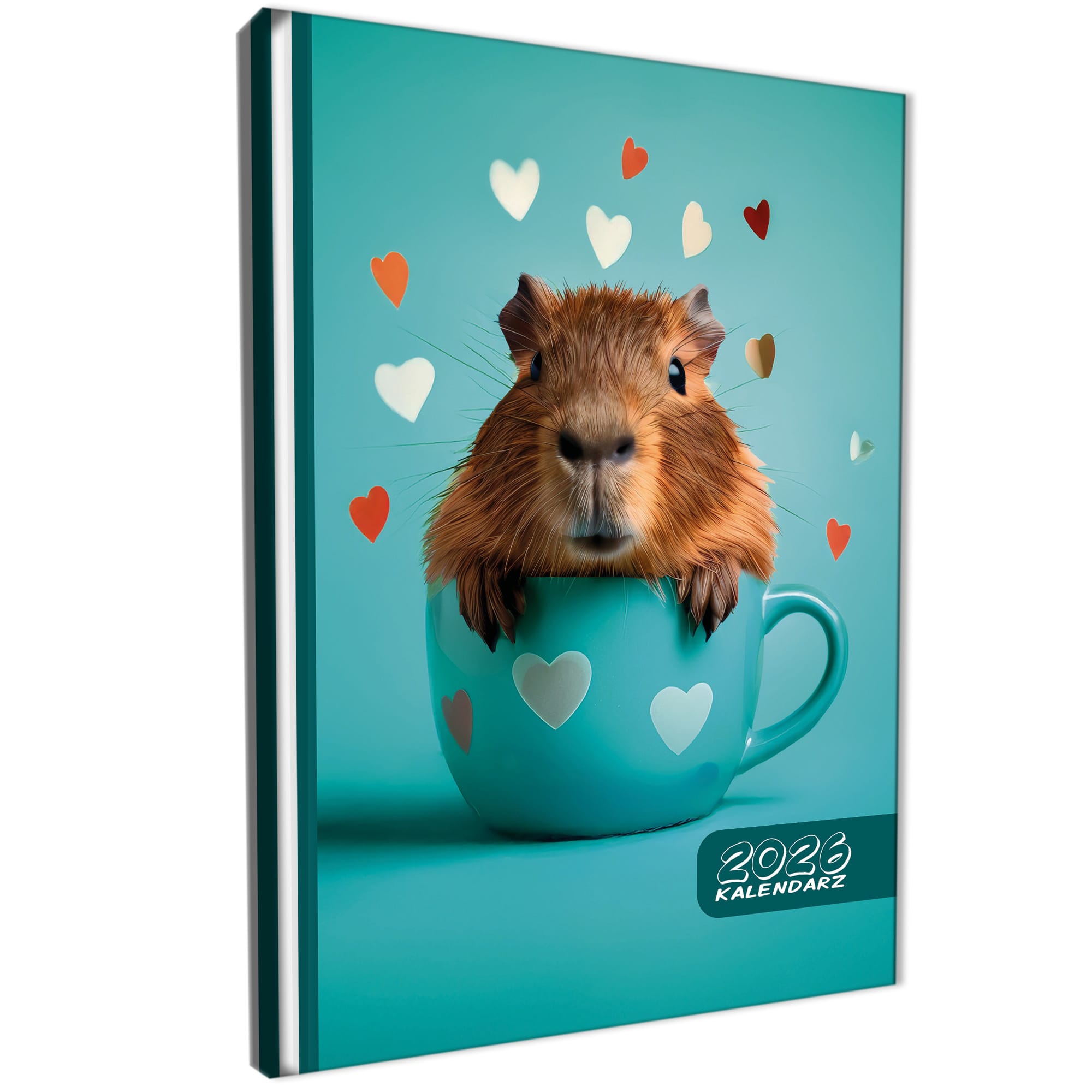 Kalendarz 2026 książkowy dzienny A5 sobota niedziela osobno soft touch KAPIBARA 49e5931666db2548c682df2946f070da