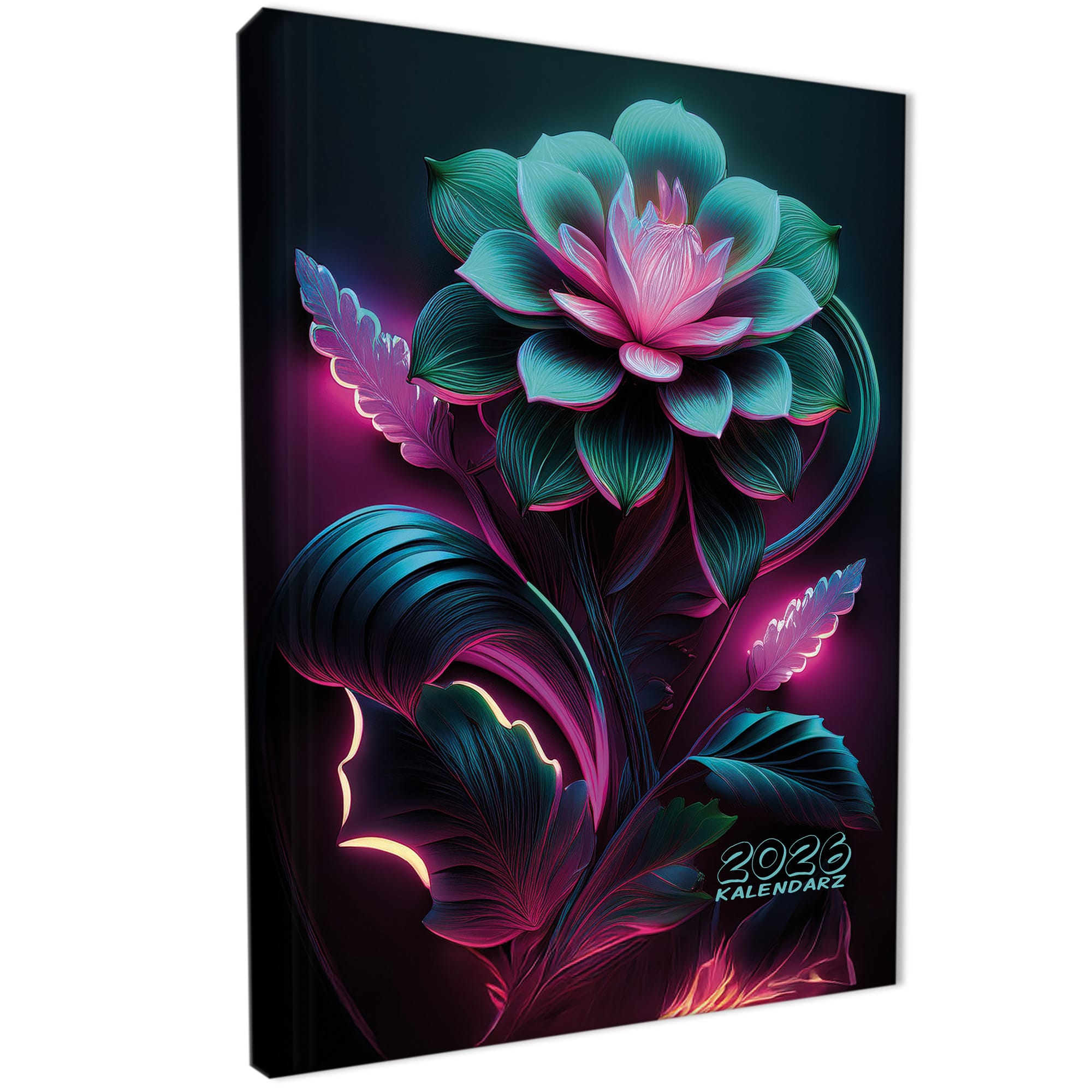 Kalendarz 2026 książkowy dzienny A5 sobota niedziela osobno soft touch NEONOWE KWIATY 71be75651f881fd3afbdda402fd8f75f
