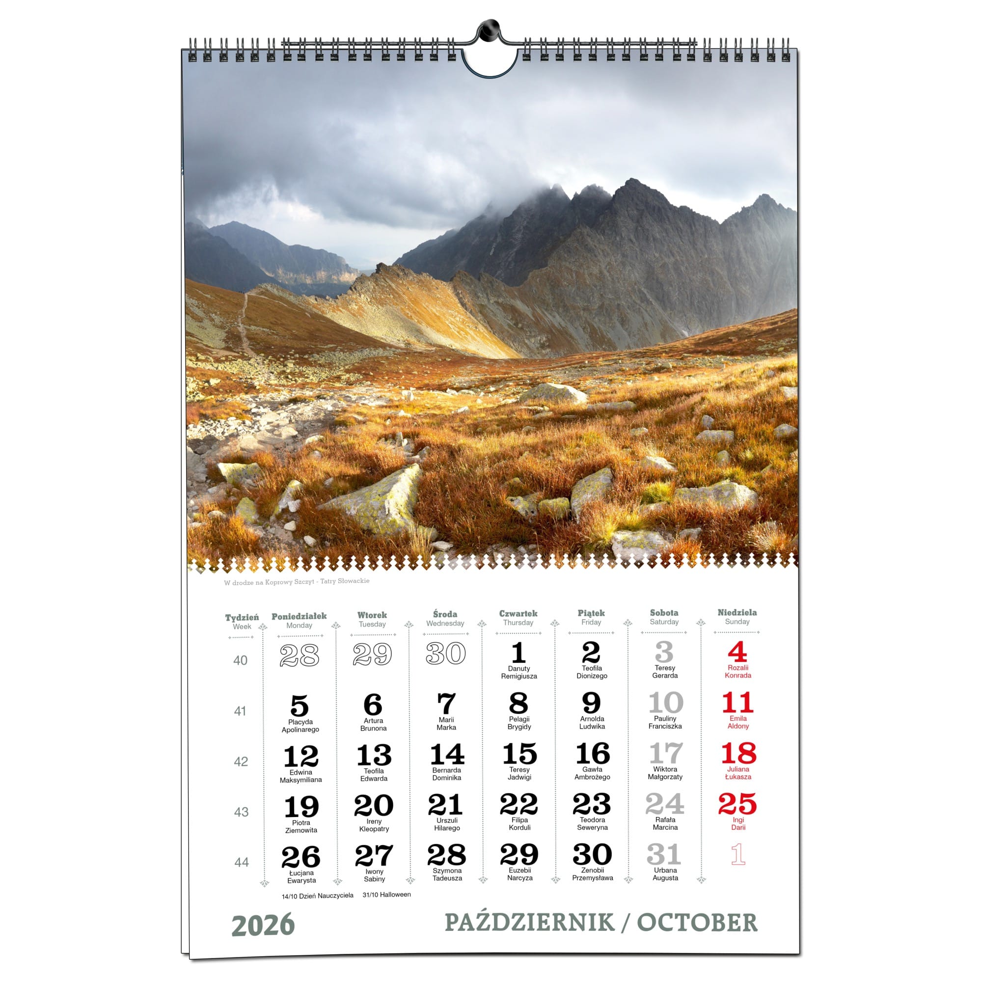 Kalendarz 2026 ścienny B3 33 x 48 cm 7 planszowy TATRY 928d6f4379a80ba4c7a50ceee6bceda6