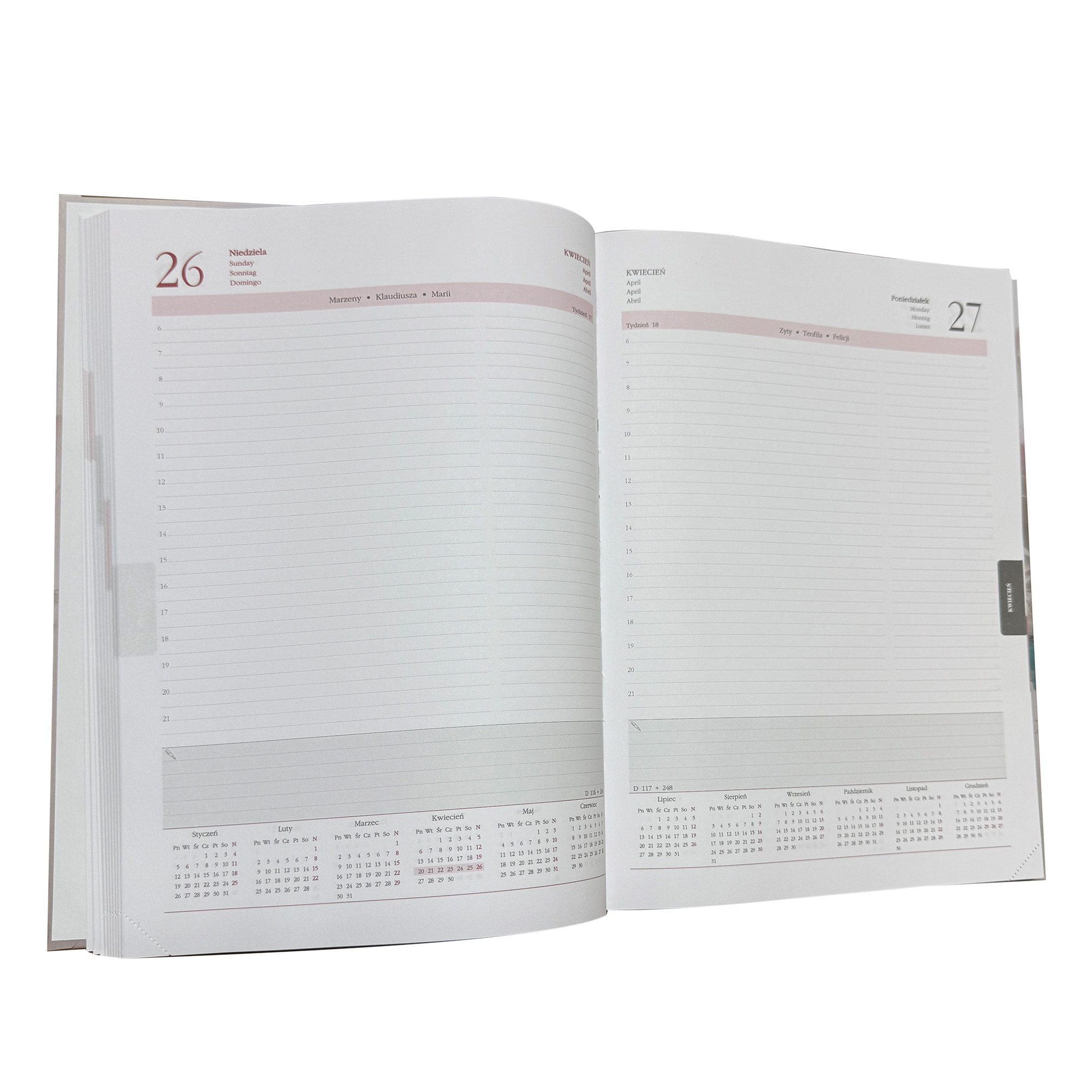 Kalendarz 2026 książkowy dzienny A4 sobota niedziela osobno soft touch SOWA d34aa4177699aee4a93e7ab546e92999