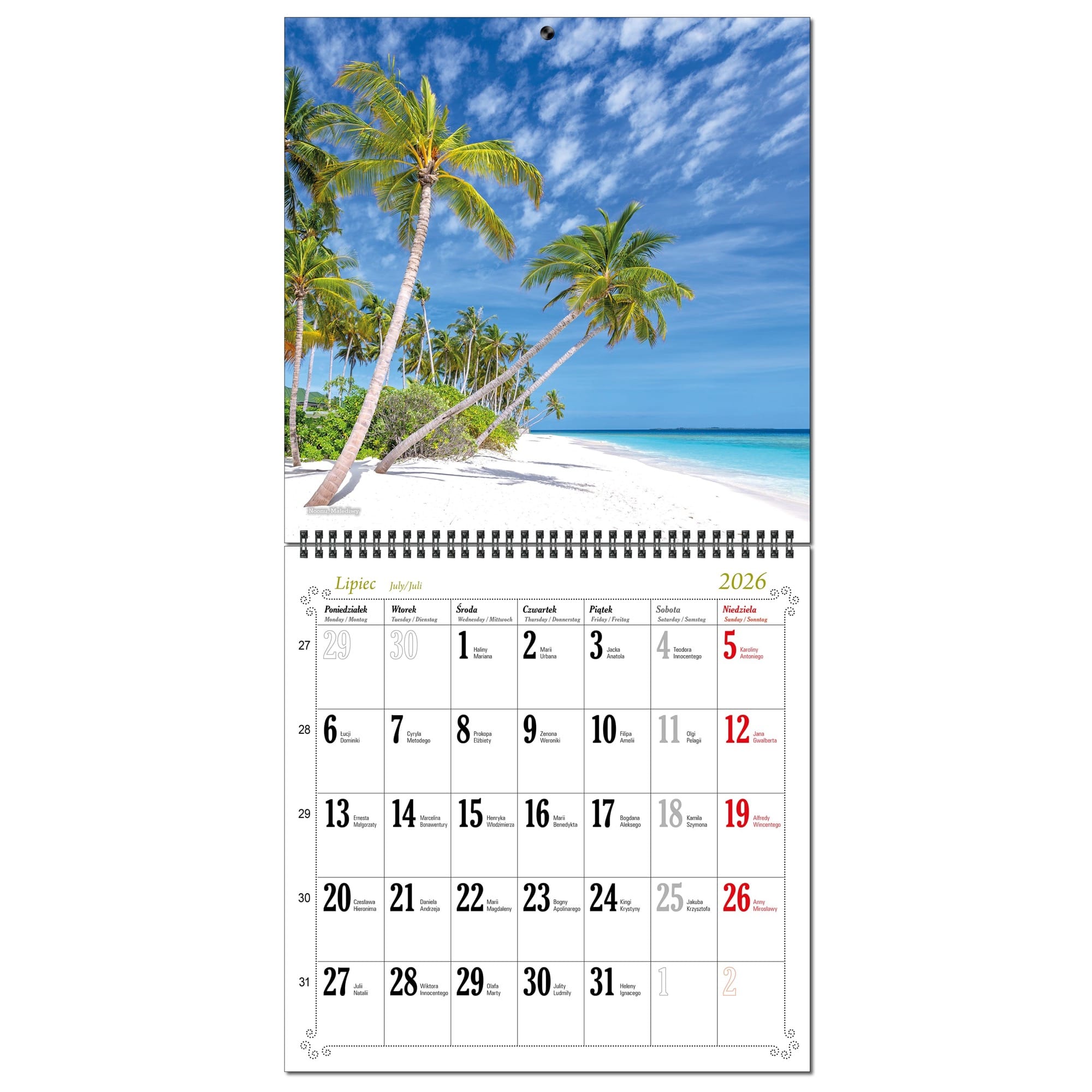 Kalendarz 2026 ścienny duży 30 x 60 cm 13 planszowy KRAJOBRAZY ŚWIATA 46fc4221582a570a4641790f10302508