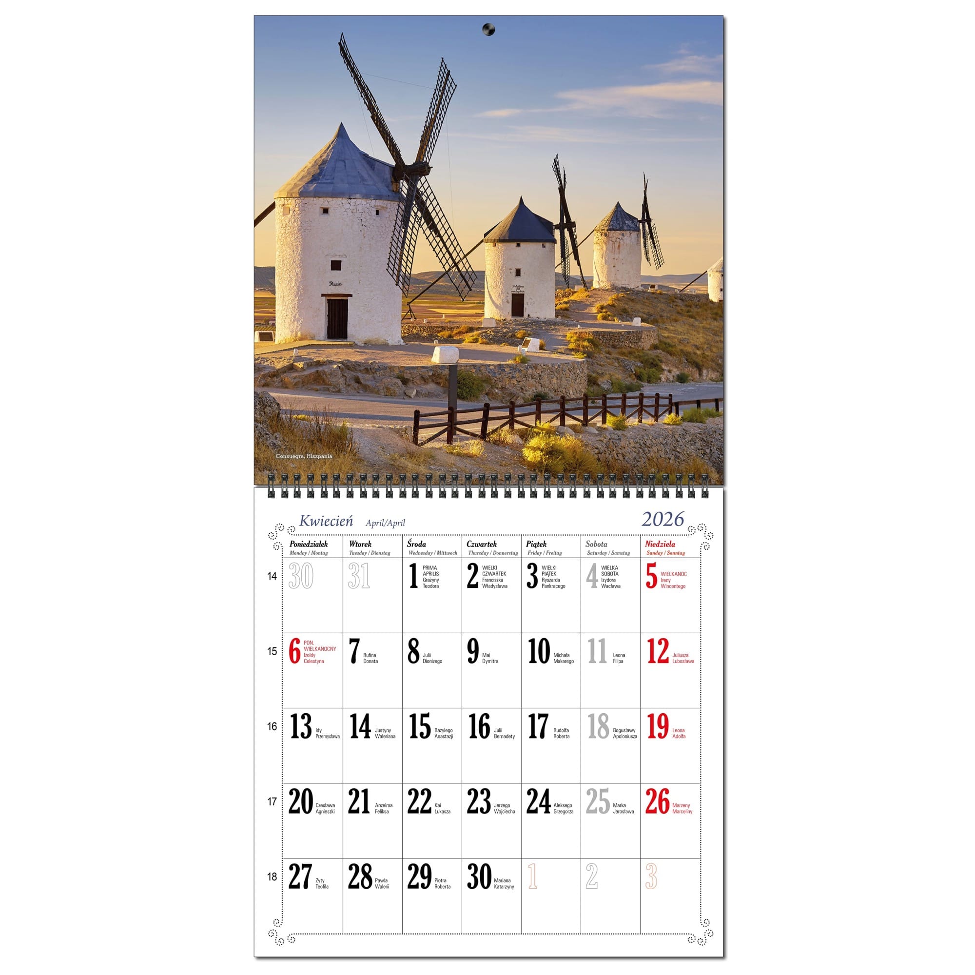 Kalendarz 2026 ścienny duży 30 x 60 cm 13 planszowy PODRÓŻE 2b572e2bd17ee88bd9b3389a4a647830