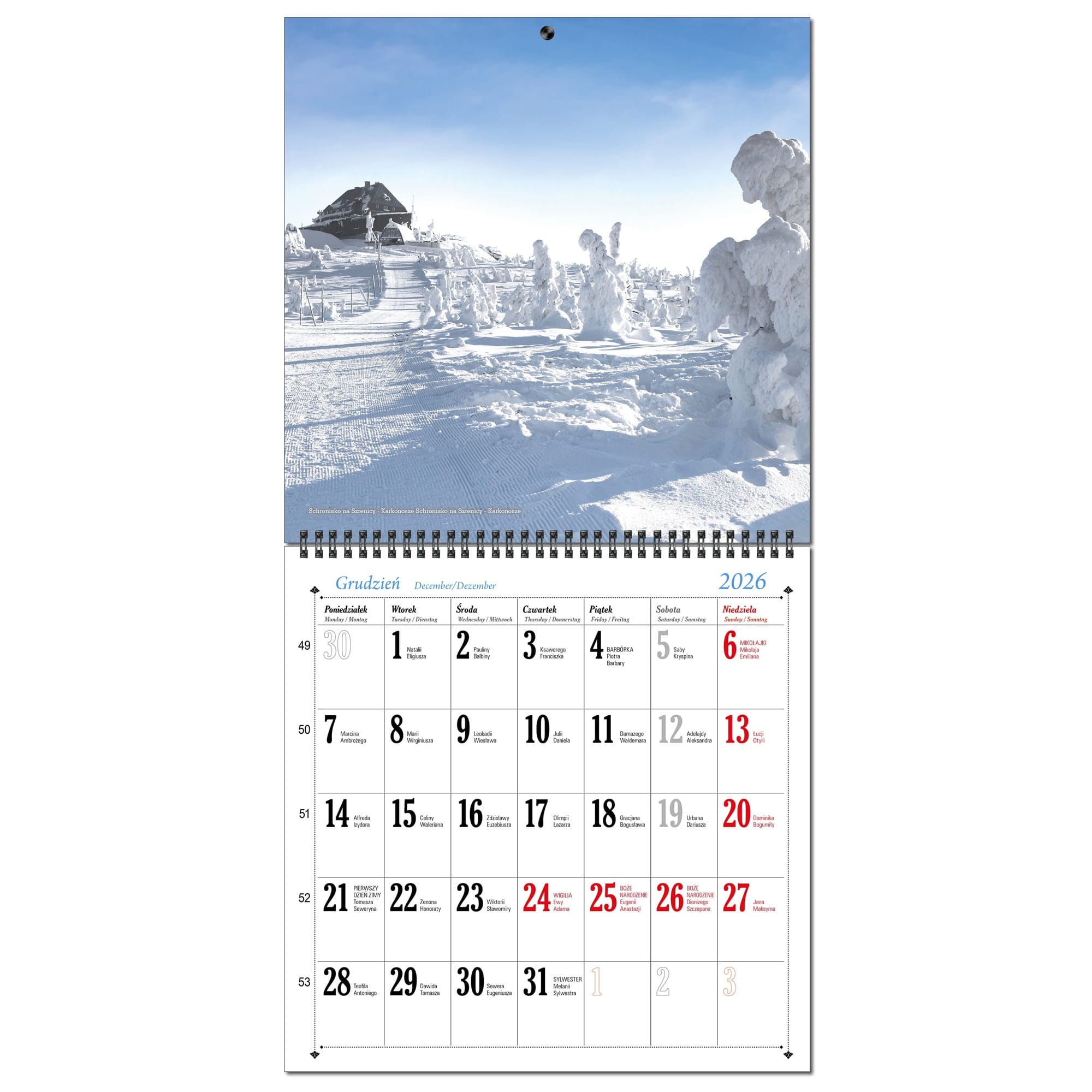 Kalendarz 2026 ścienny duży 30 x 60 cm 13 planszowy POLSKIE GÓRY e2b5c2eea3694c43b5dcfaf84e5ac28a