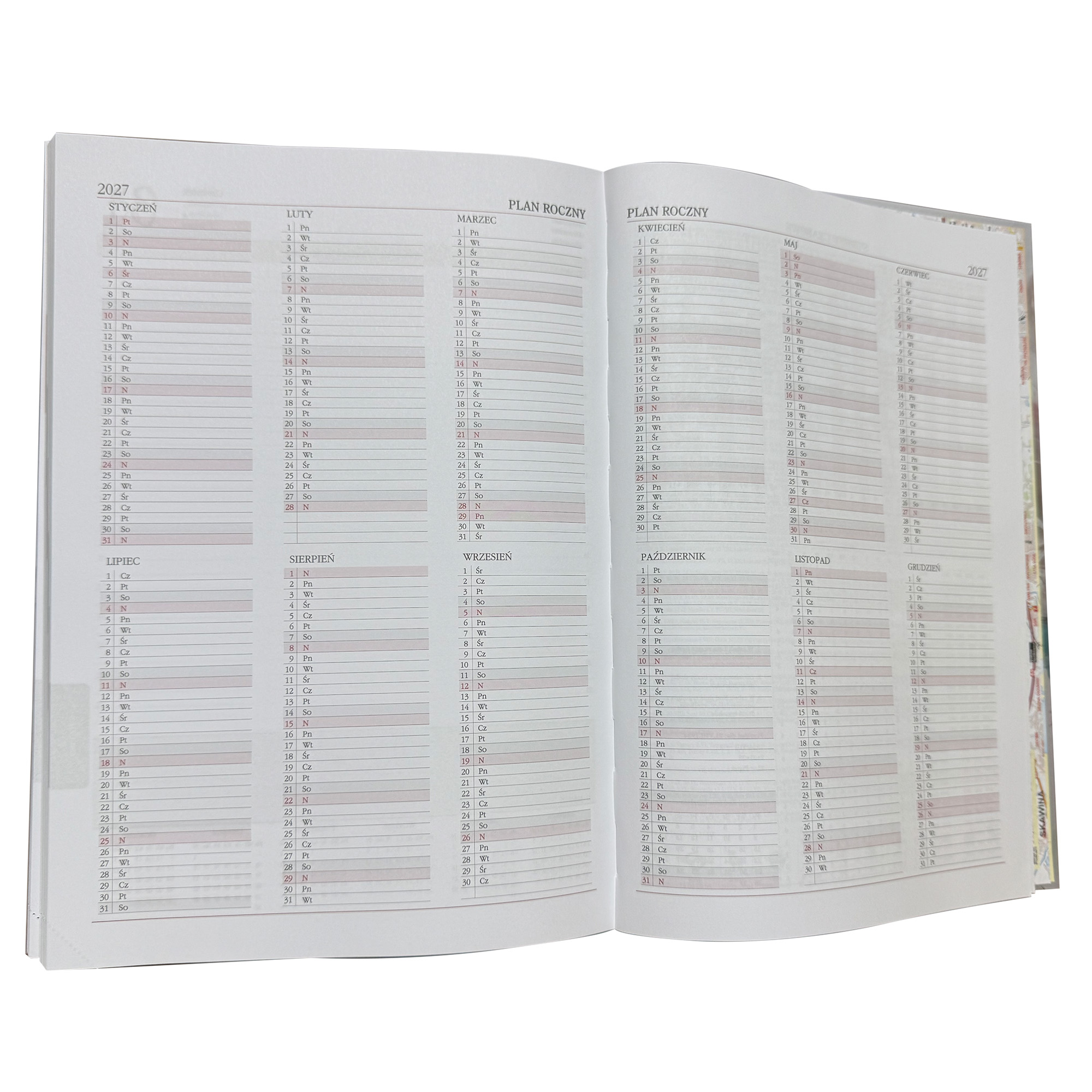 Kalendarz 2026 książkowy dzienny A4 sobota niedziela osobno soft touch SOWA 23d9289d159d59e93490704e6cc3ce08
