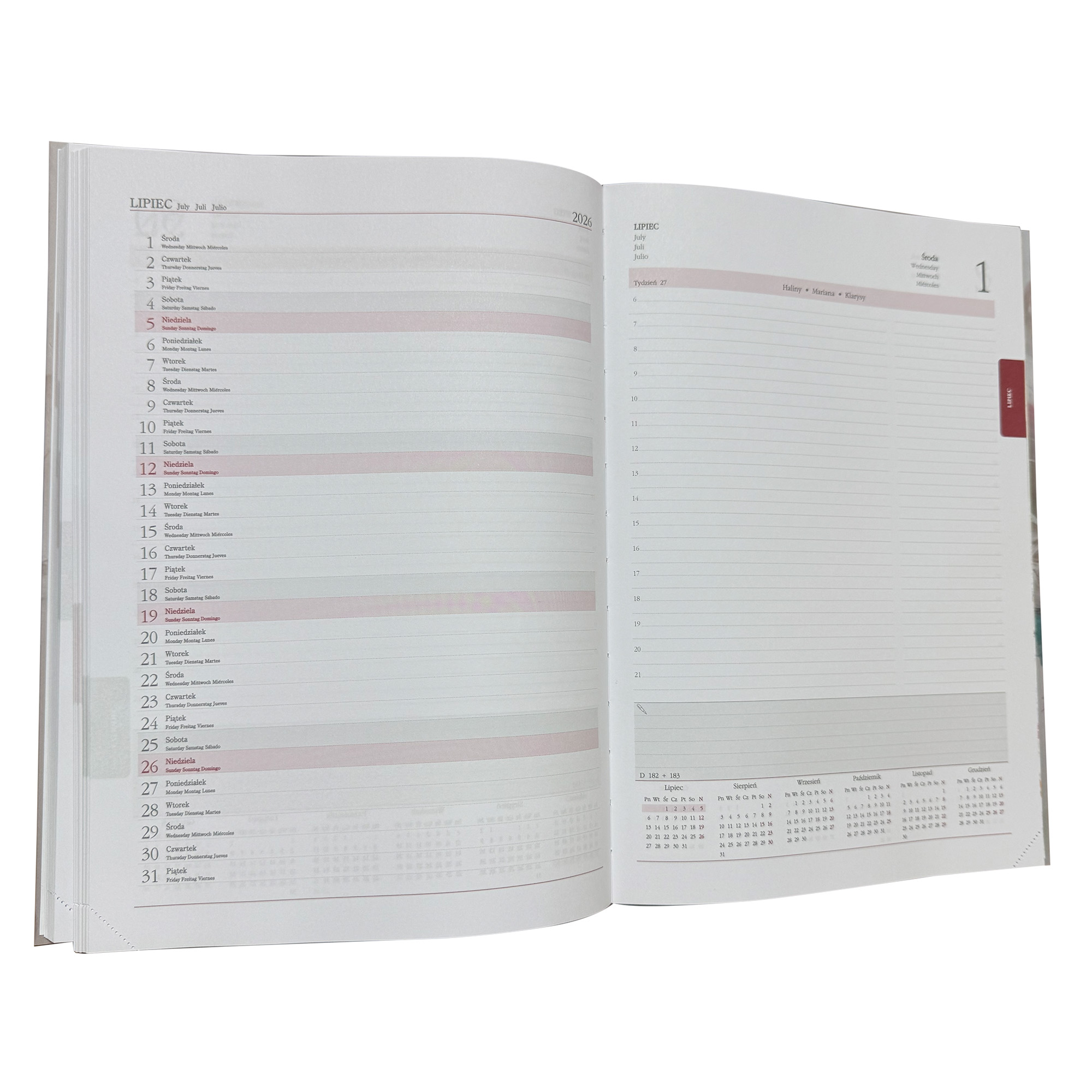 Kalendarz 2026 książkowy dzienny A4 sobota niedziela osobno soft touch SOWA 17cca58907c979b37e41ead834e2aee3