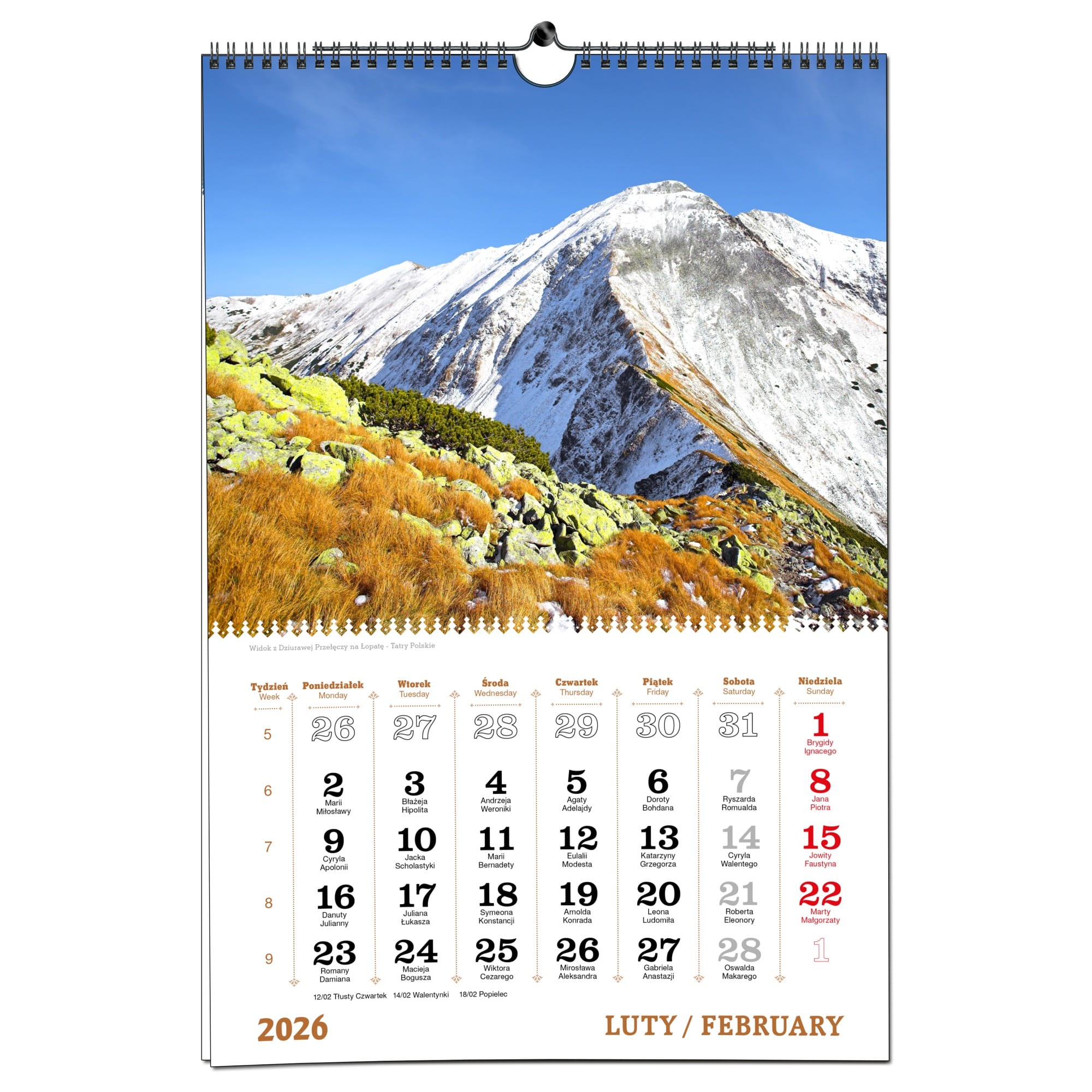 Kalendarz 2026 ścienny B3 33 x 48 cm 7 planszowy TATRY ea3f9a1223f95c693e965258231aab9d
