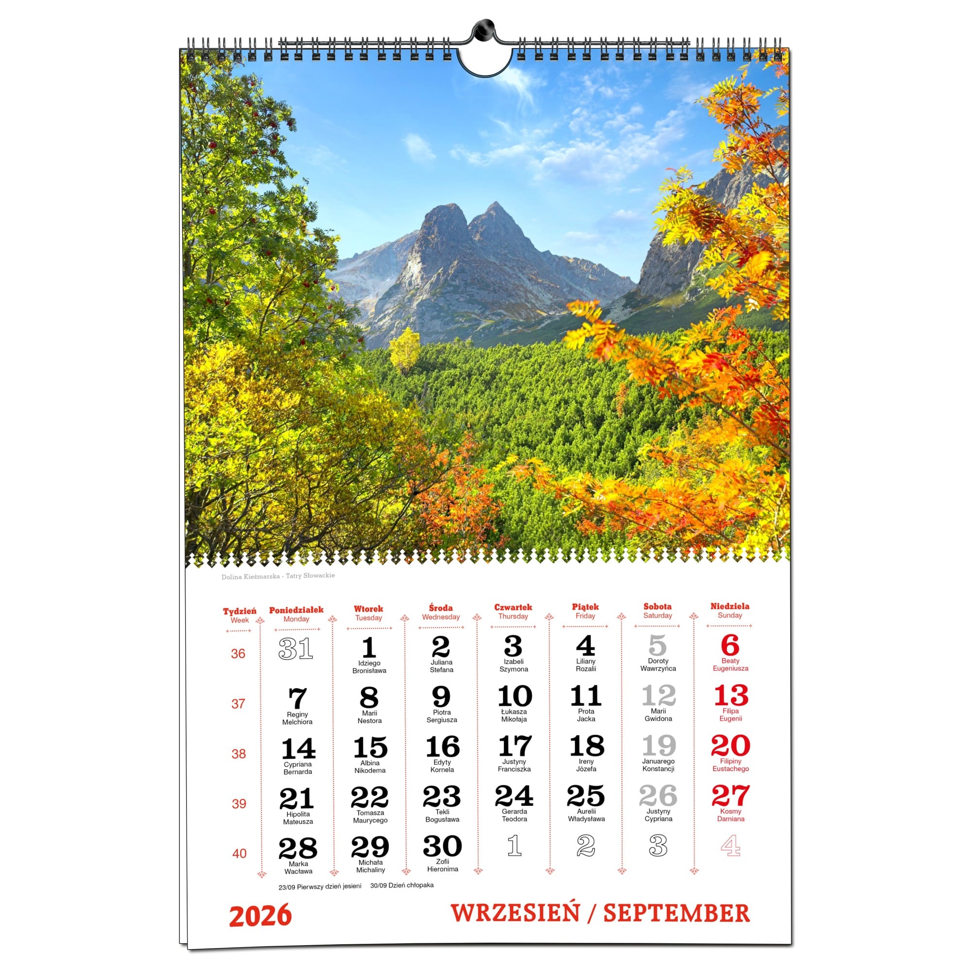 Kalendarz 2026 ścienny B3 33 x 48 cm 7 planszowy TATRY bd1098395b1c7031544fe3ad70a44fd7
