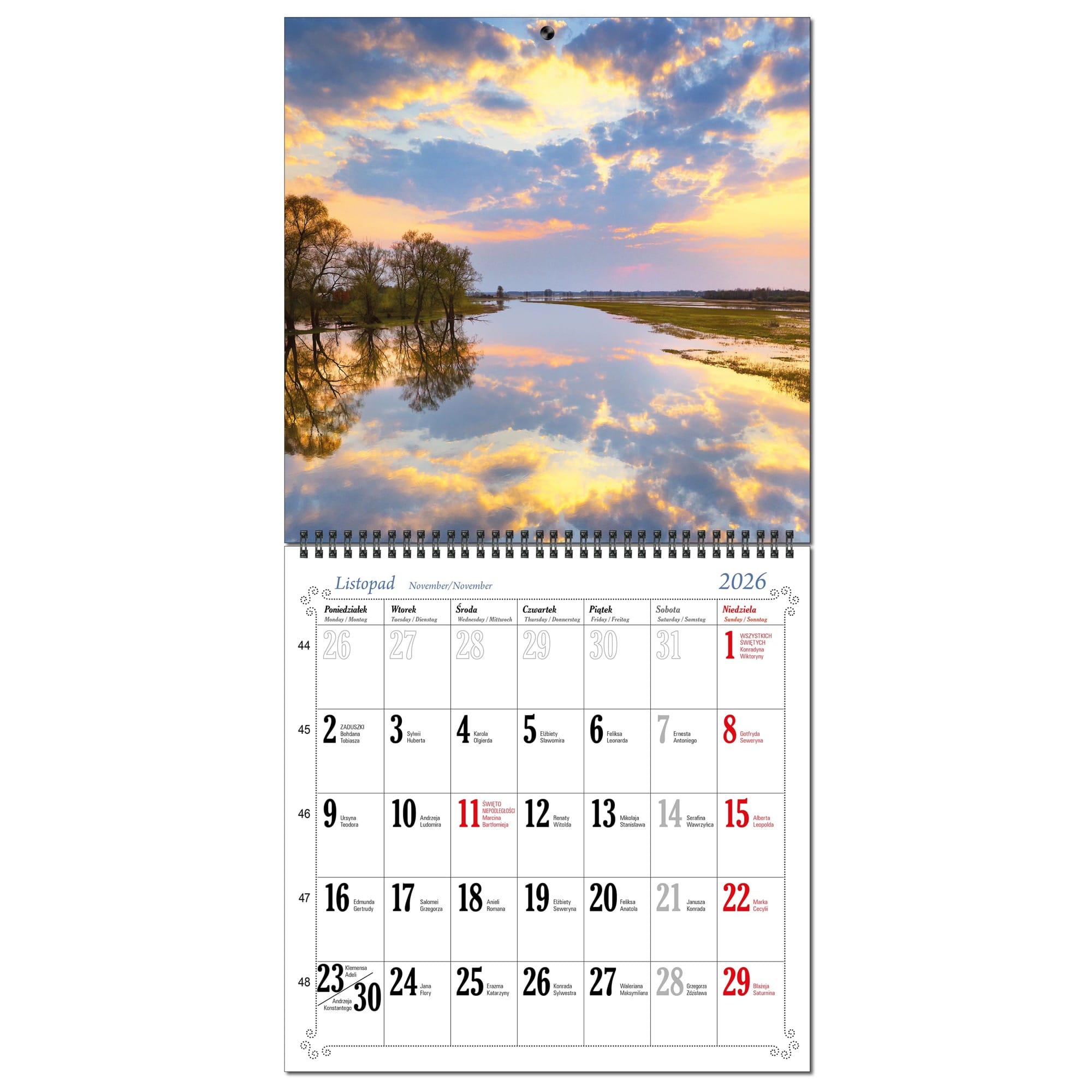 Kalendarz 2026 ścienny duży 30 x 60 cm 13 planszowy POLSKIE PEJZAŻE 5508da4f53fd2afdfadd358c6e162f31