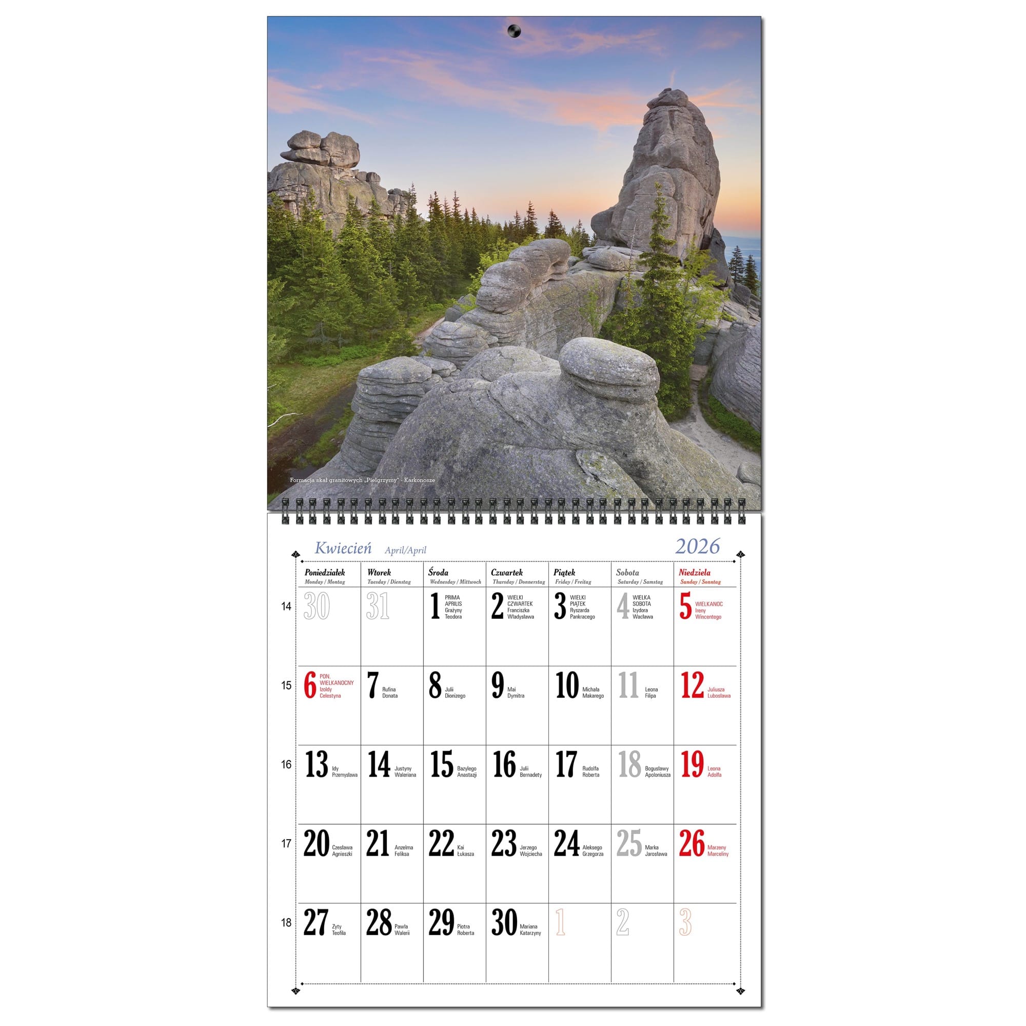 Kalendarz 2026 ścienny duży 30 x 60 cm 13 planszowy POLSKIE GÓRY b88d016b43333e3ce69fc84f808eab7a