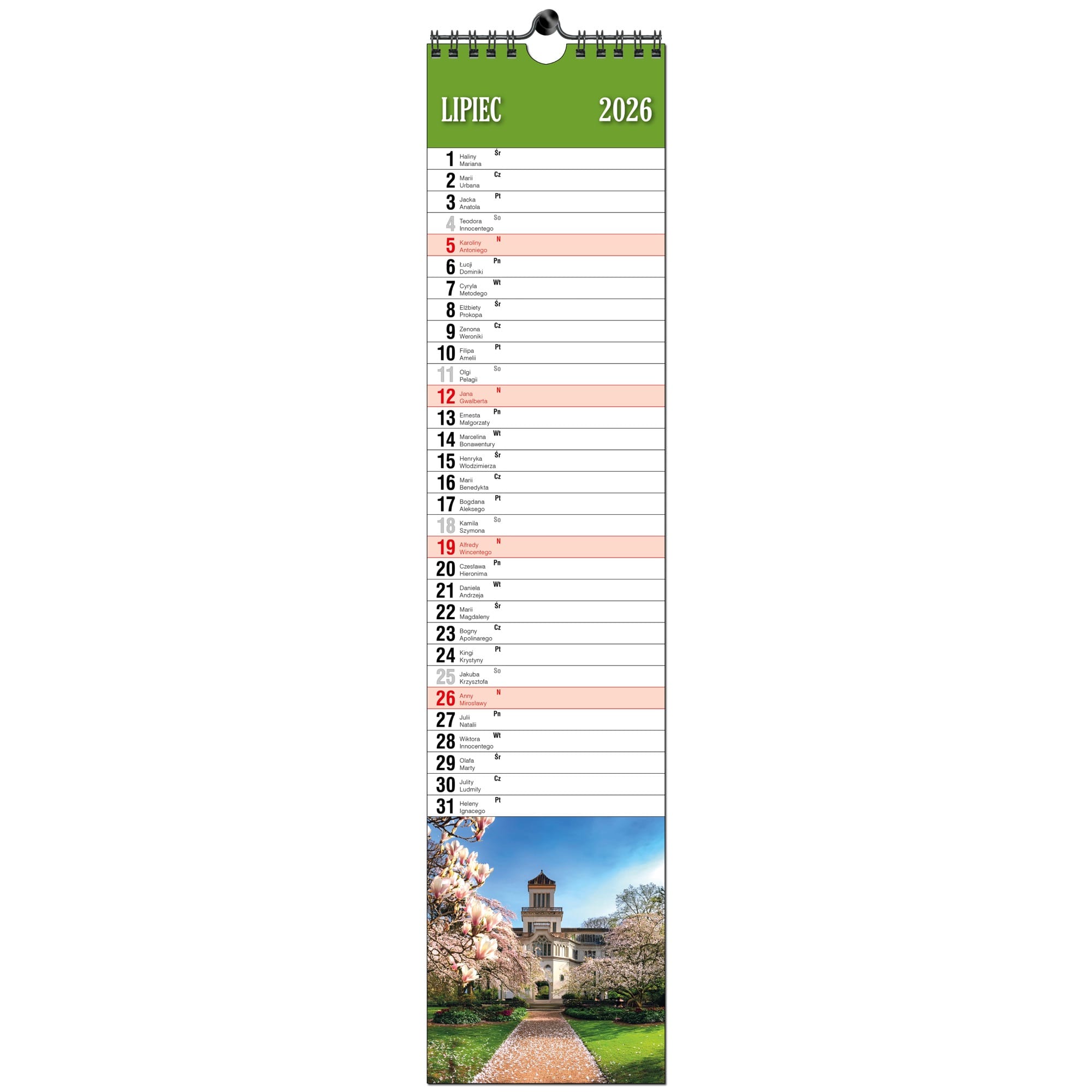 Kalendarz 2026 paskowy terminarz do notatek 11×48 13 planszowy OGRODY 4d2e871ab39a1304e5d294c0b474eb81