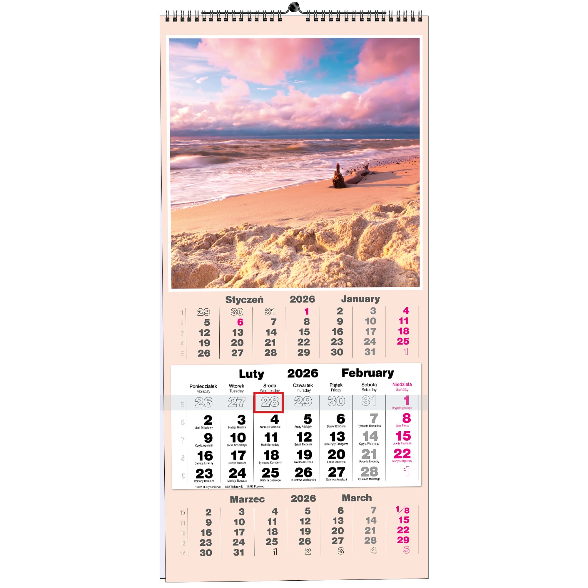 Kalendarz 2026 TRÓJDZIELNY 13 planszowy 31 x 65 cm POLSKIE PEJZAŻE f8b7504dcea616aa0764dede72d9d97c