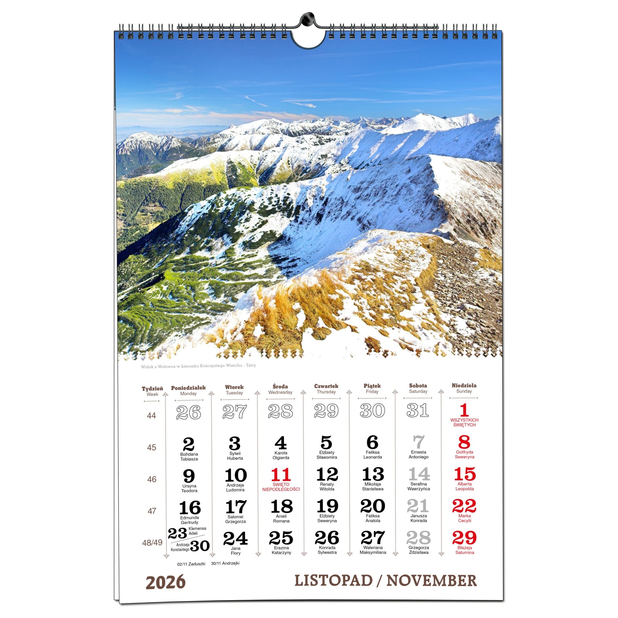 Kalendarz 2026 ścienny B3 33 x 48 cm 7 planszowy TATRY 5c86a3ab32f99ec7ee660c97439e7d34