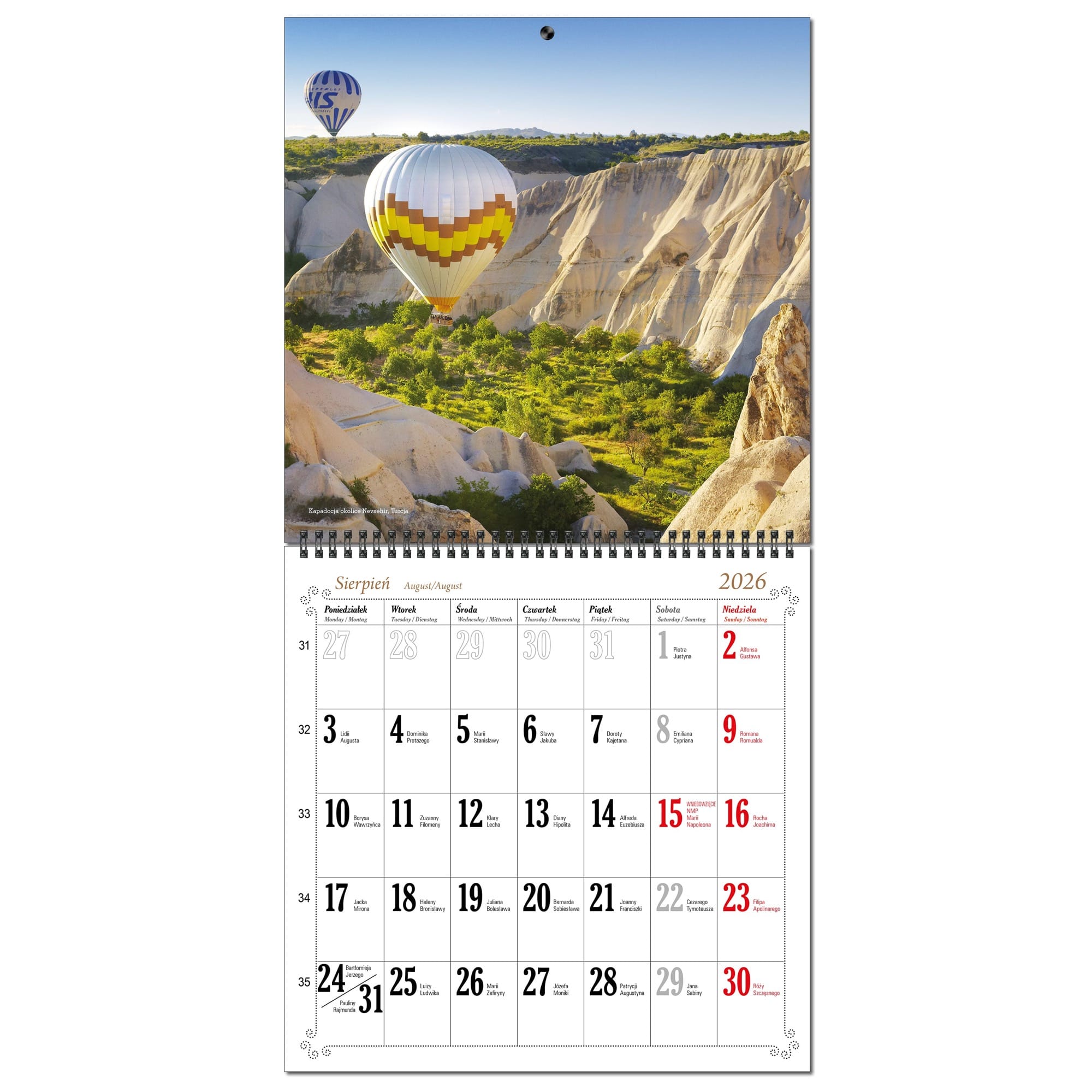 Kalendarz 2026 ścienny duży 30 x 60 cm 13 planszowy PODRÓŻE a60f00e94a943b6e3cbd6b09db2b1940