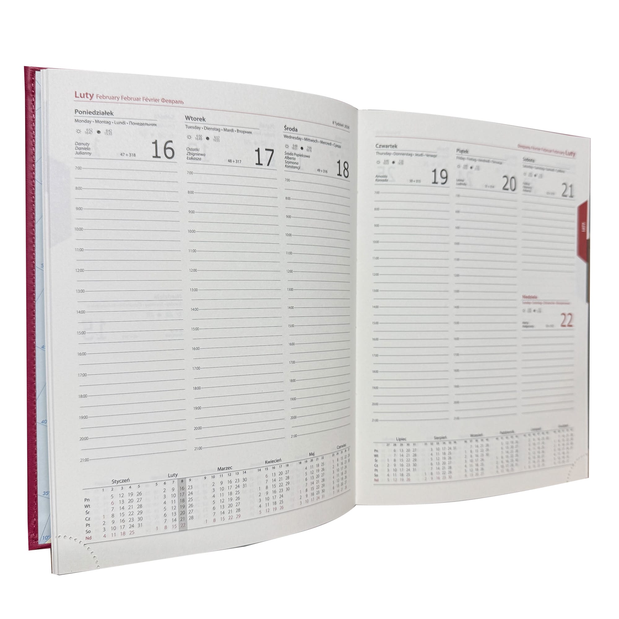 Kalendarz 2026 B5 tygodniowy CZERWONY MALINOWY WELUR c00d859c560924c1b877d05f7986ddf4
