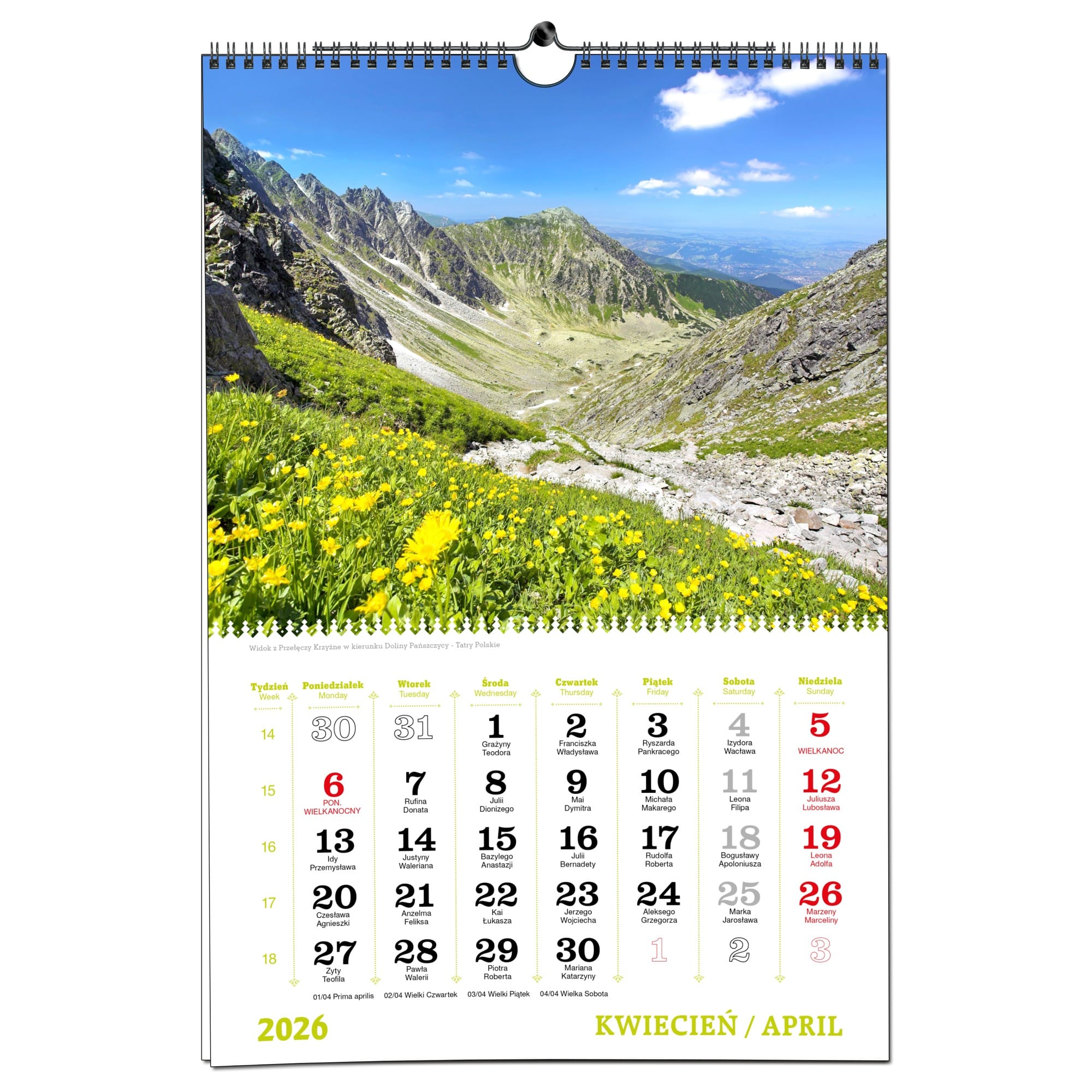 Kalendarz 2026 ścienny B3 33 x 48 cm 7 planszowy TATRY 327944f302b04888b52c10ea73f4516c