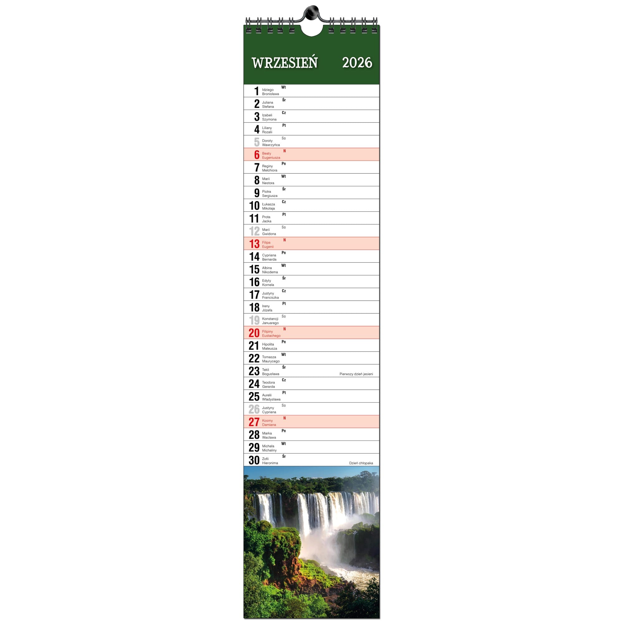 Kalendarz 2026 paskowy terminarz do notatek 11×48 13 planszowy WODA W PRZYRODZIE 4ddb9f14469bb3b4de80b08473e713fa