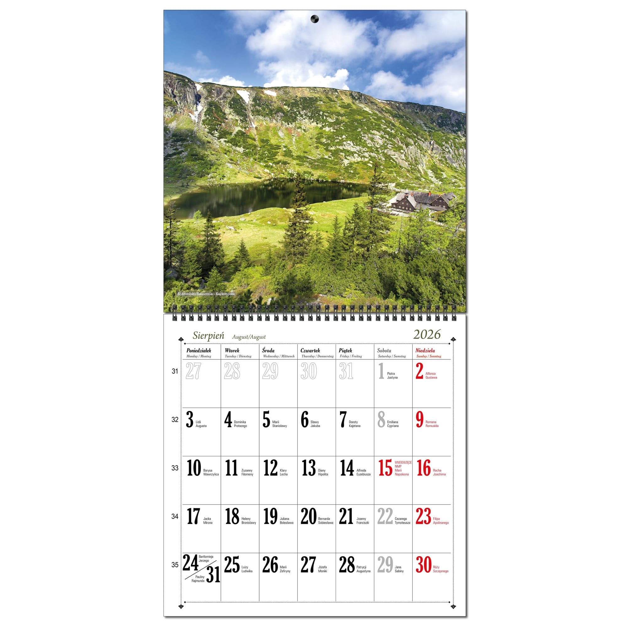 Kalendarz 2026 ścienny duży 30 x 60 cm 13 planszowy POLSKIE GÓRY 0e7465a72c17c898a5115256ab84357b