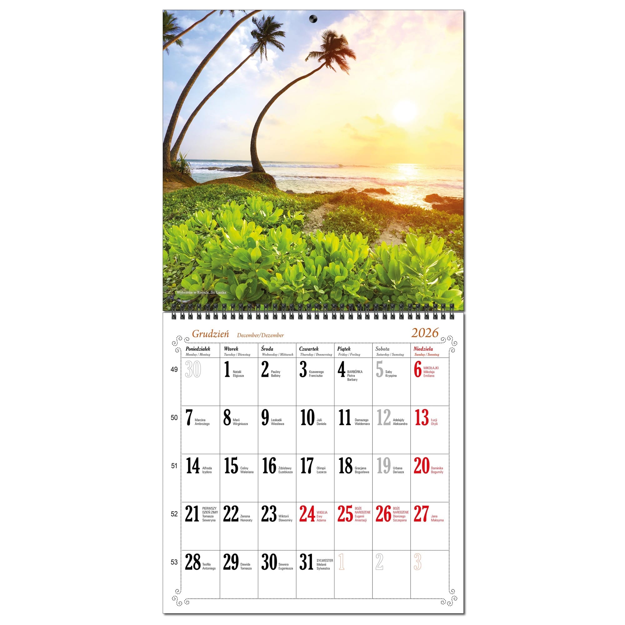 Kalendarz 2026 ścienny duży 30 x 60 cm 13 planszowy KRAJOBRAZY ŚWIATA 6e84593643b2d887ae4eb440e55b9ec9