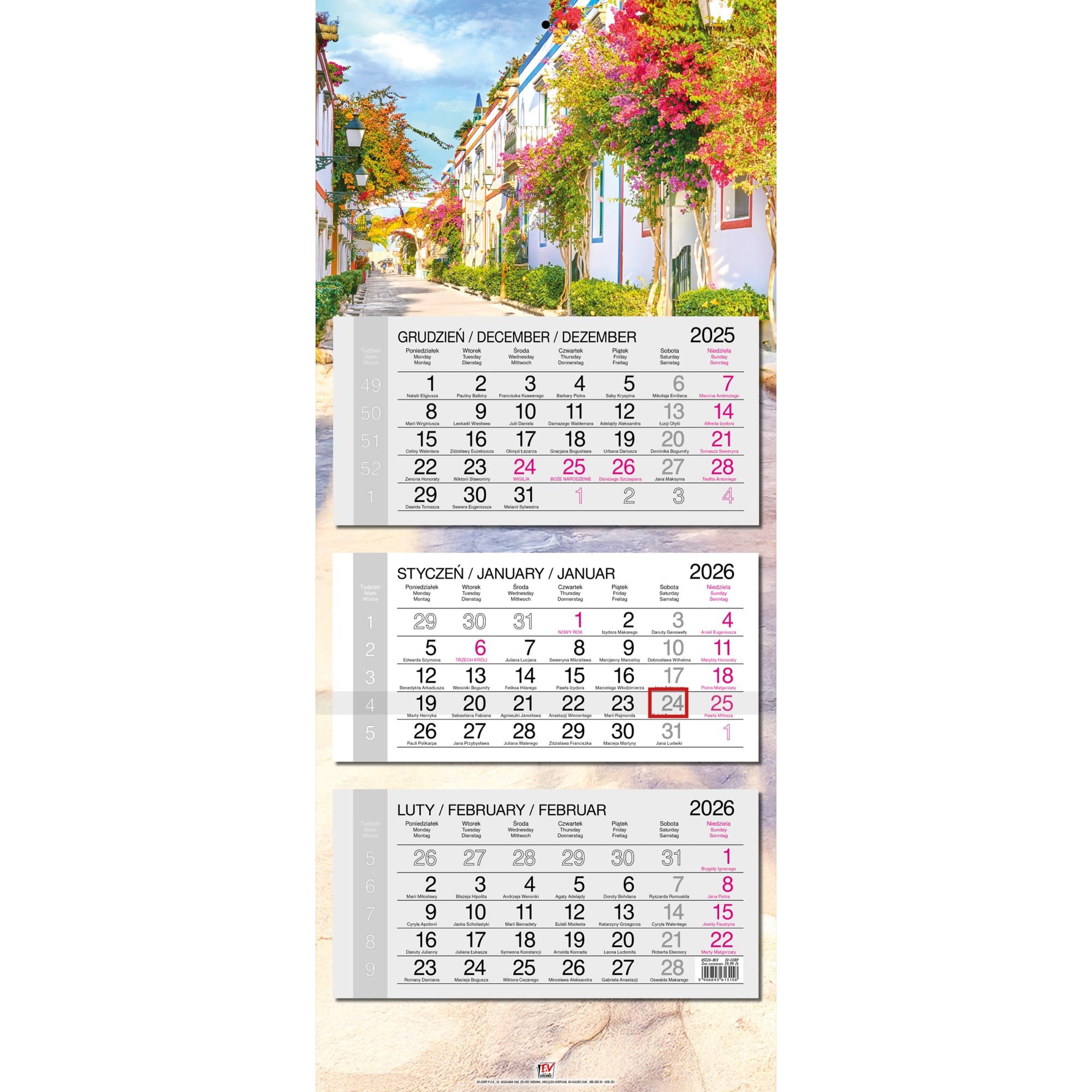 Kalendarz 2026 trójdzielny główka płaska GRAN CANARIA KSE26-35 03efad79bc5a65682e65104a08cb669a