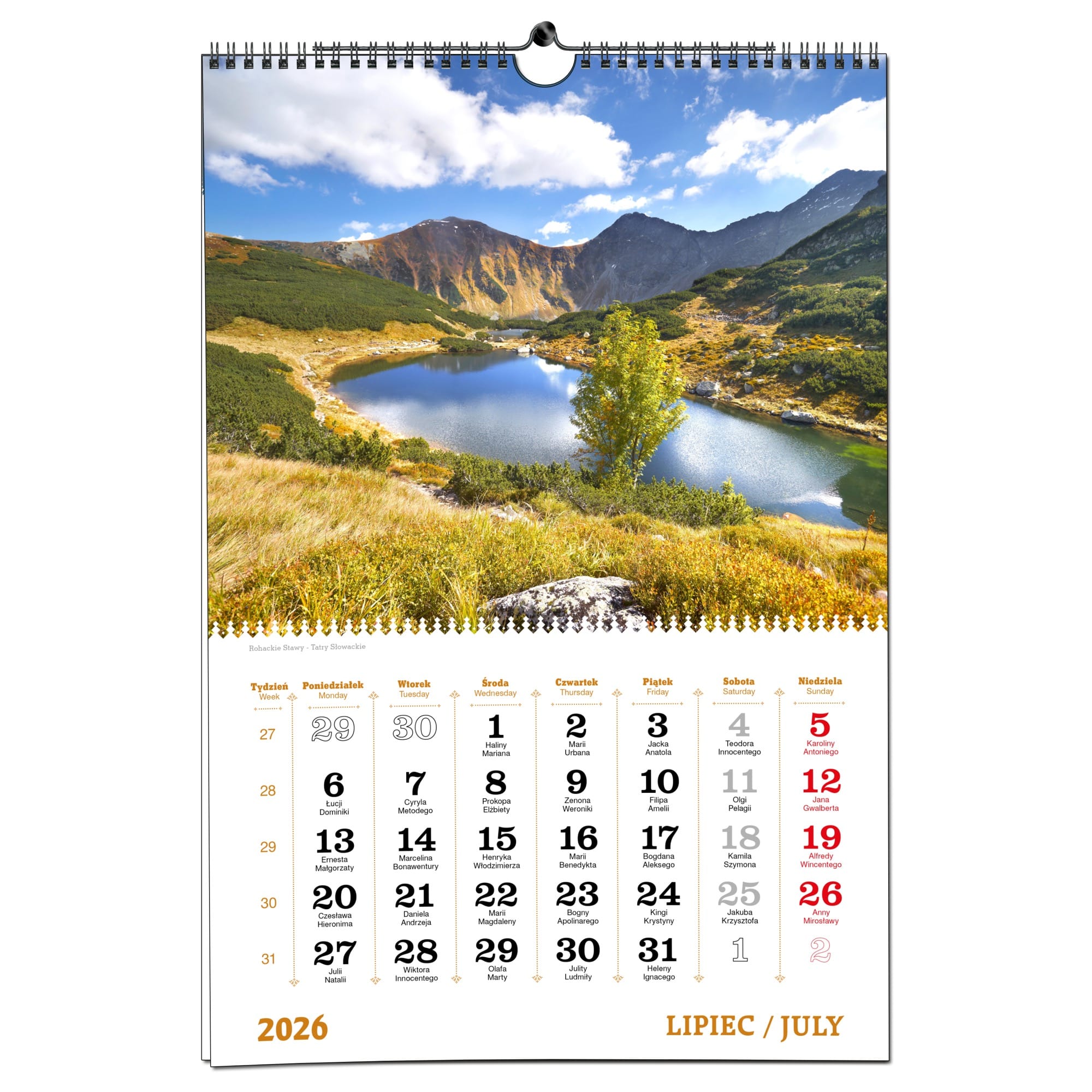 Kalendarz 2026 ścienny B3 33 x 48 cm 7 planszowy TATRY 4e84f08d0078166819b1411574762dc1