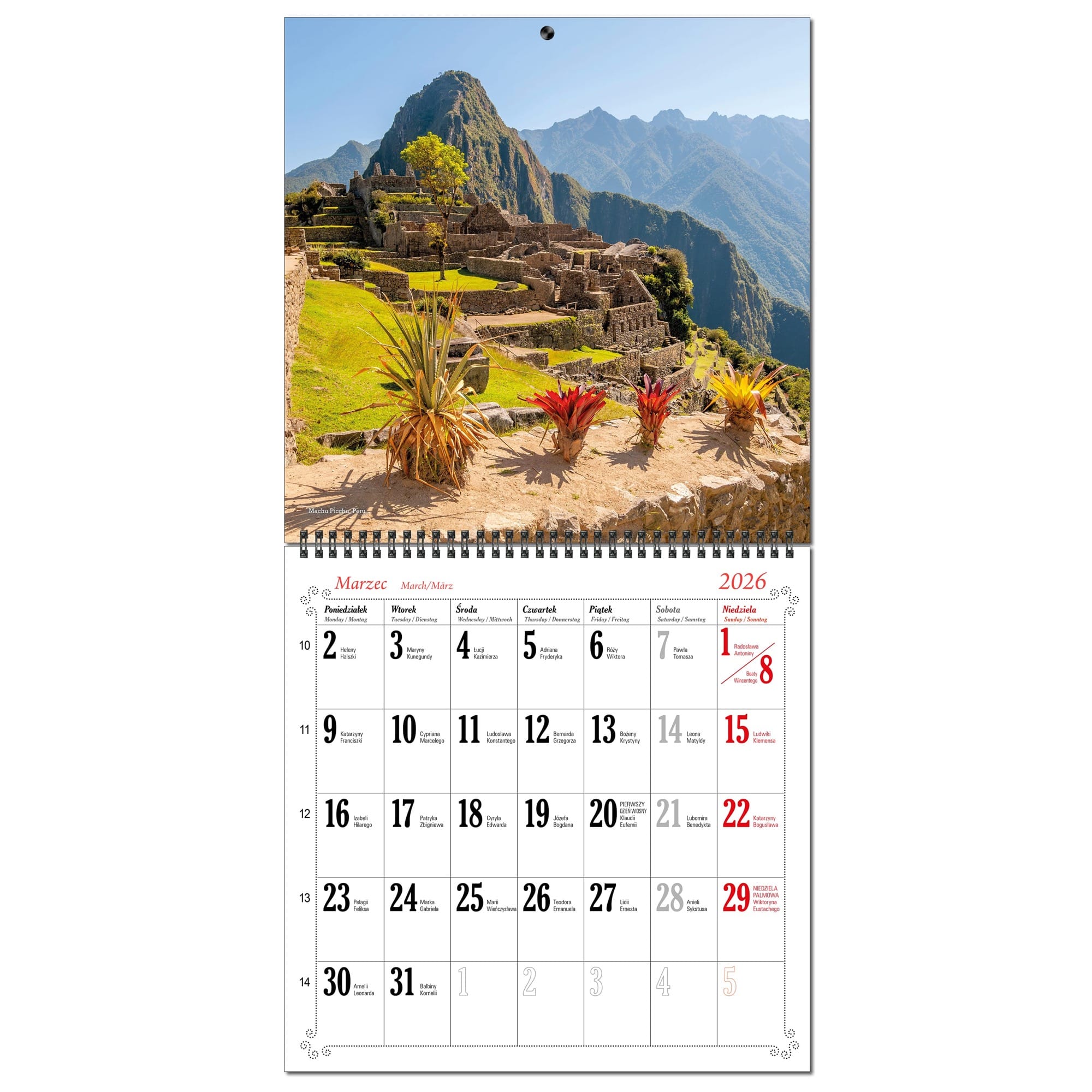 Kalendarz 2026 ścienny duży 30 x 60 cm 13 planszowy PODRÓŻE ab566d94512c942f5614bfbdba36d075