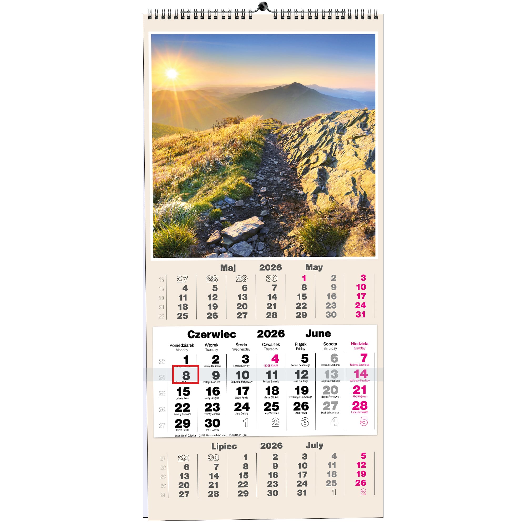 Kalendarz 2026 TRÓJDZIELNY 13 planszowy 31 x 65 cm POLSKIE PEJZAŻE 93ba048653f1ad0424c43b7013ee49a3
