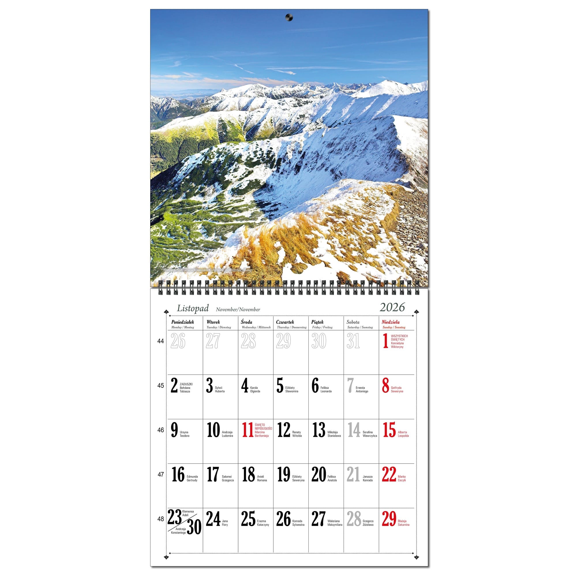 Kalendarz 2026 ścienny duży 30 x 60 cm 13 planszowy POLSKIE GÓRY 8c32b543e19af3e14d2de3840b881dd3