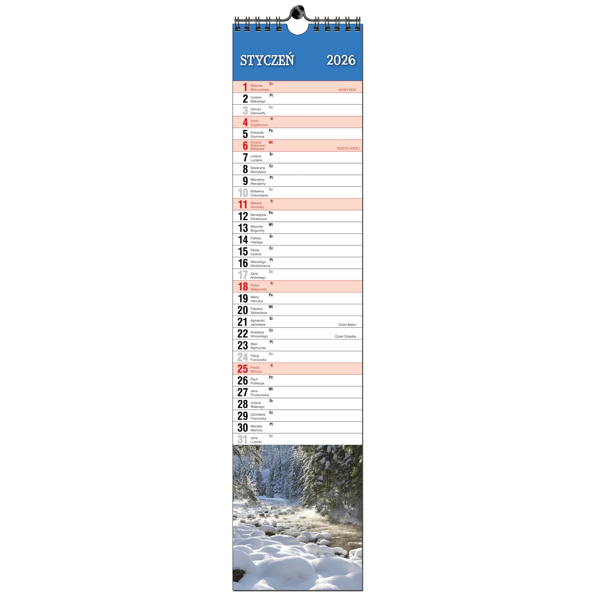 Kalendarz 2026 paskowy terminarz do notatek 11×48 13 planszowy WODA W PRZYRODZIE d27b7d7c139c1679cbf904f335756ed8