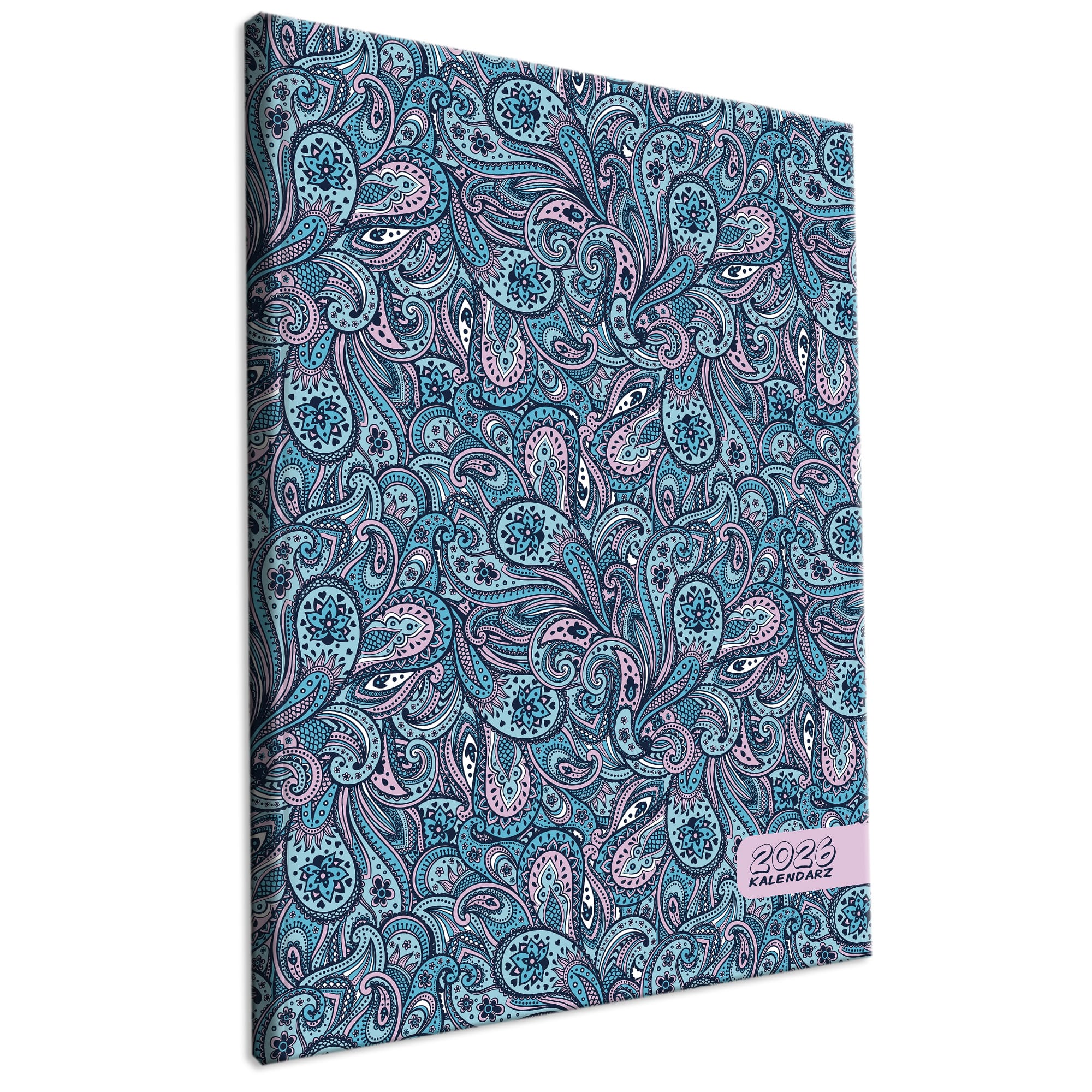 Kalendarz 2026 książkowy tygodniowy A4 ROZKŁADÓWKA softtouch Paisley TURKUS 975e0b18be5e29c98370eec66cfa1638