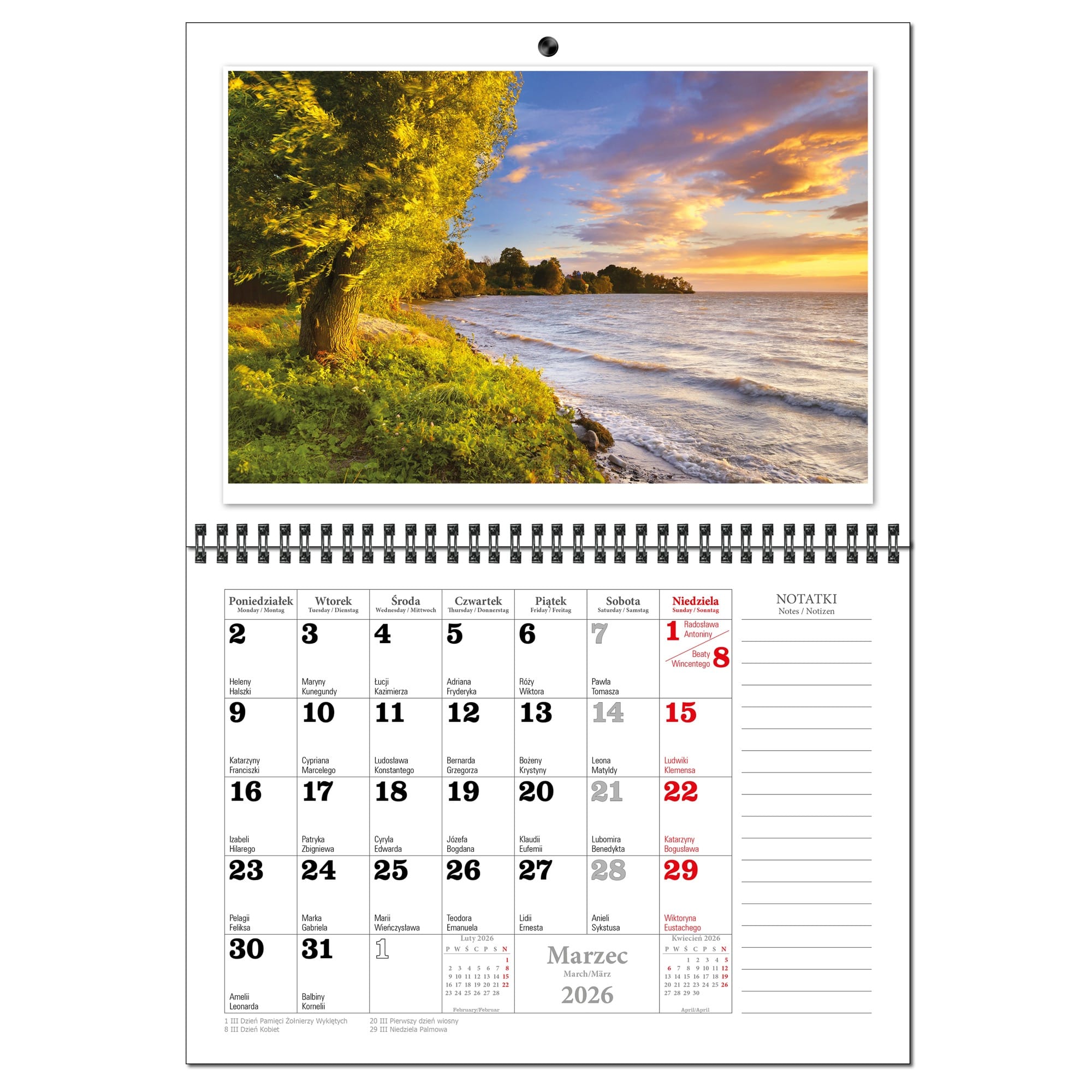 Kalendarz 2026 ścienny terminarz A3 13 planszowy UROCZE POLSKIE ZAKĄTKI b7ae34b9edd34788756ffb4894858216