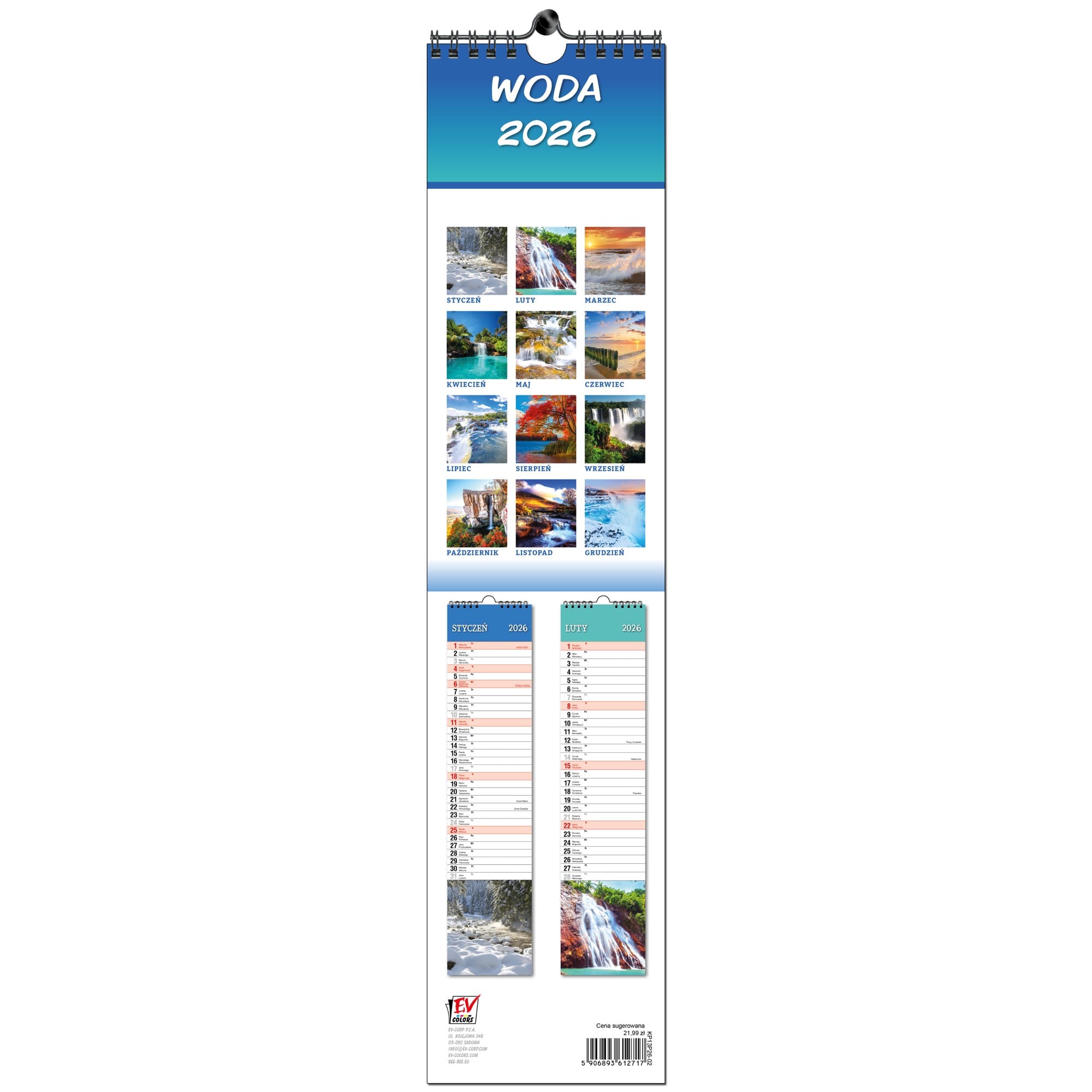 Kalendarz 2026 paskowy terminarz do notatek 11×48 13 planszowy WODA W PRZYRODZIE 4322ce44a4200f5fdc8782f9be61f181