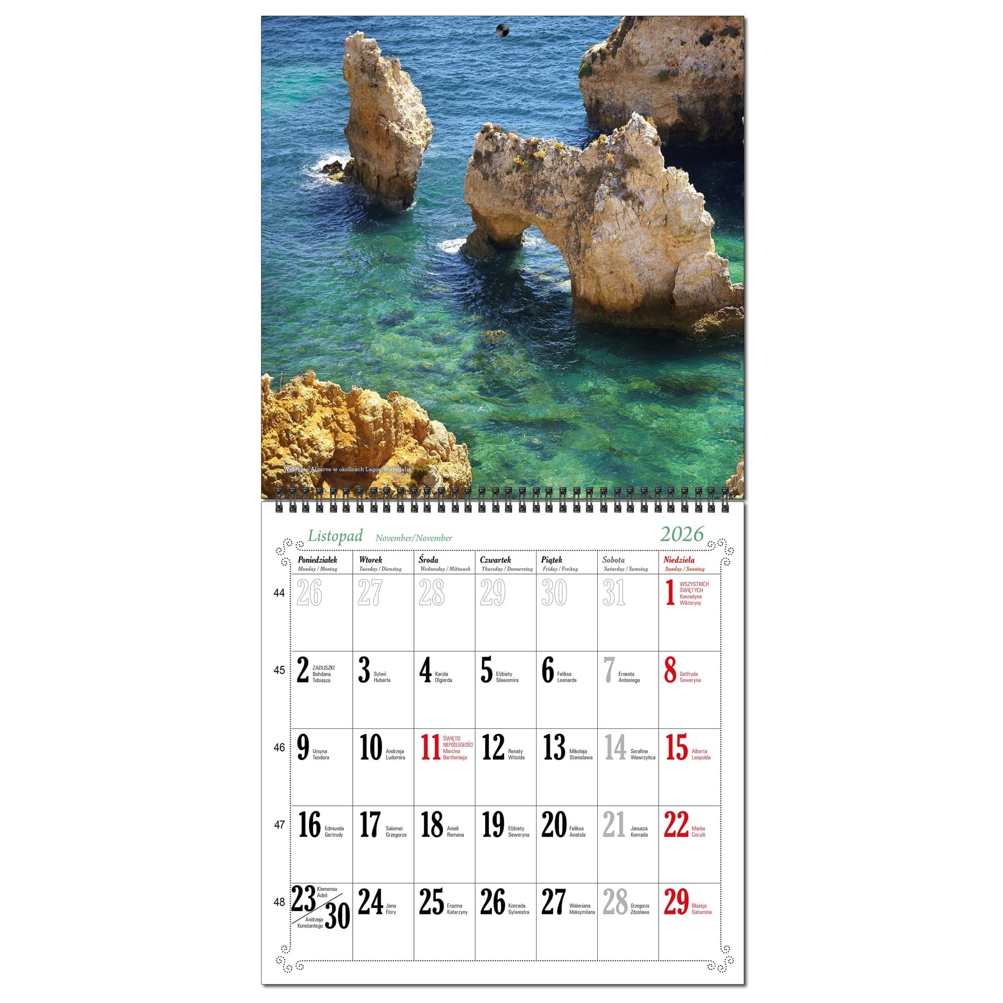 Kalendarz 2026 ścienny duży 30 x 60 cm 13 planszowy KRAJOBRAZY ŚWIATA 227f7d19176142a2dea3c9f132483bd9