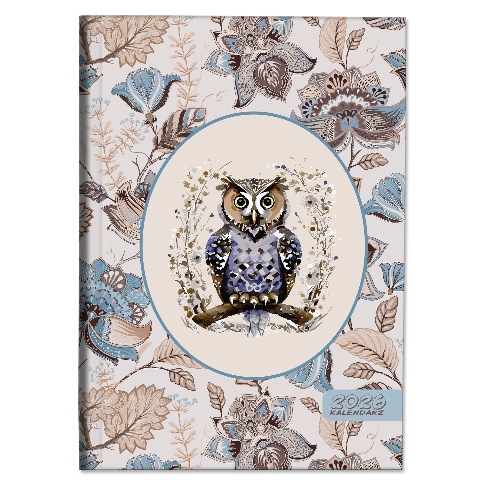 Kalendarz 2026 książkowy dzienny A4 sobota niedziela osobno soft touch SOWA 36c1599aa9813e6899591a090fb70e17
