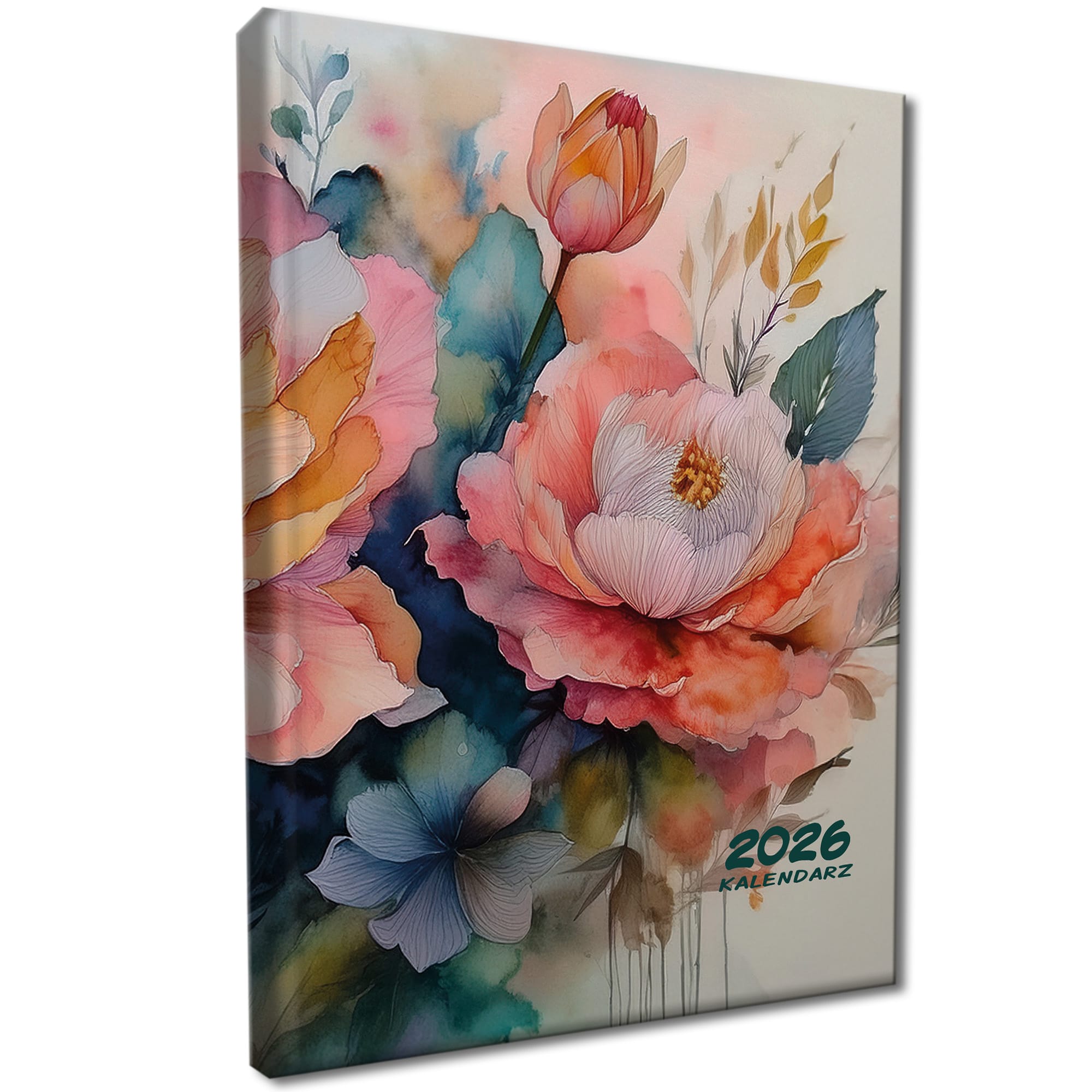 Kalendarz 2026 A5 tygodniowy Rozkładówka Soft Touch AKWARELOWE KWIATY aa3fd774aa795a2e7f66194b25d8544b