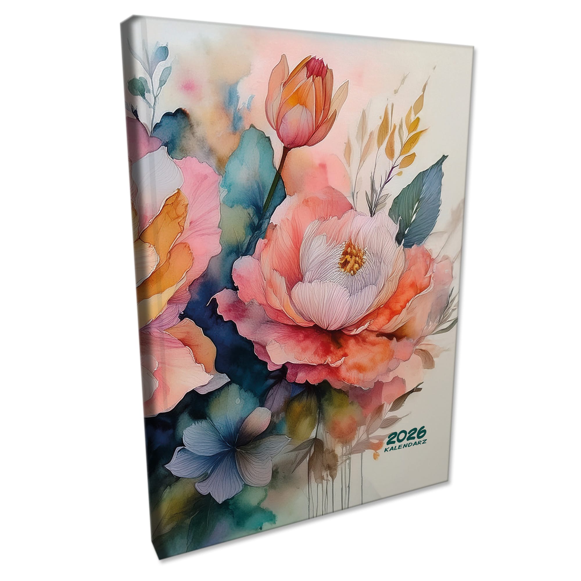 Kalendarz 2026 książkowy tygodniowy A4 ROZKŁADÓWKA soft touch AKWARELOWE KWIATY 730c535cf8ea68cd470efaf4be361490