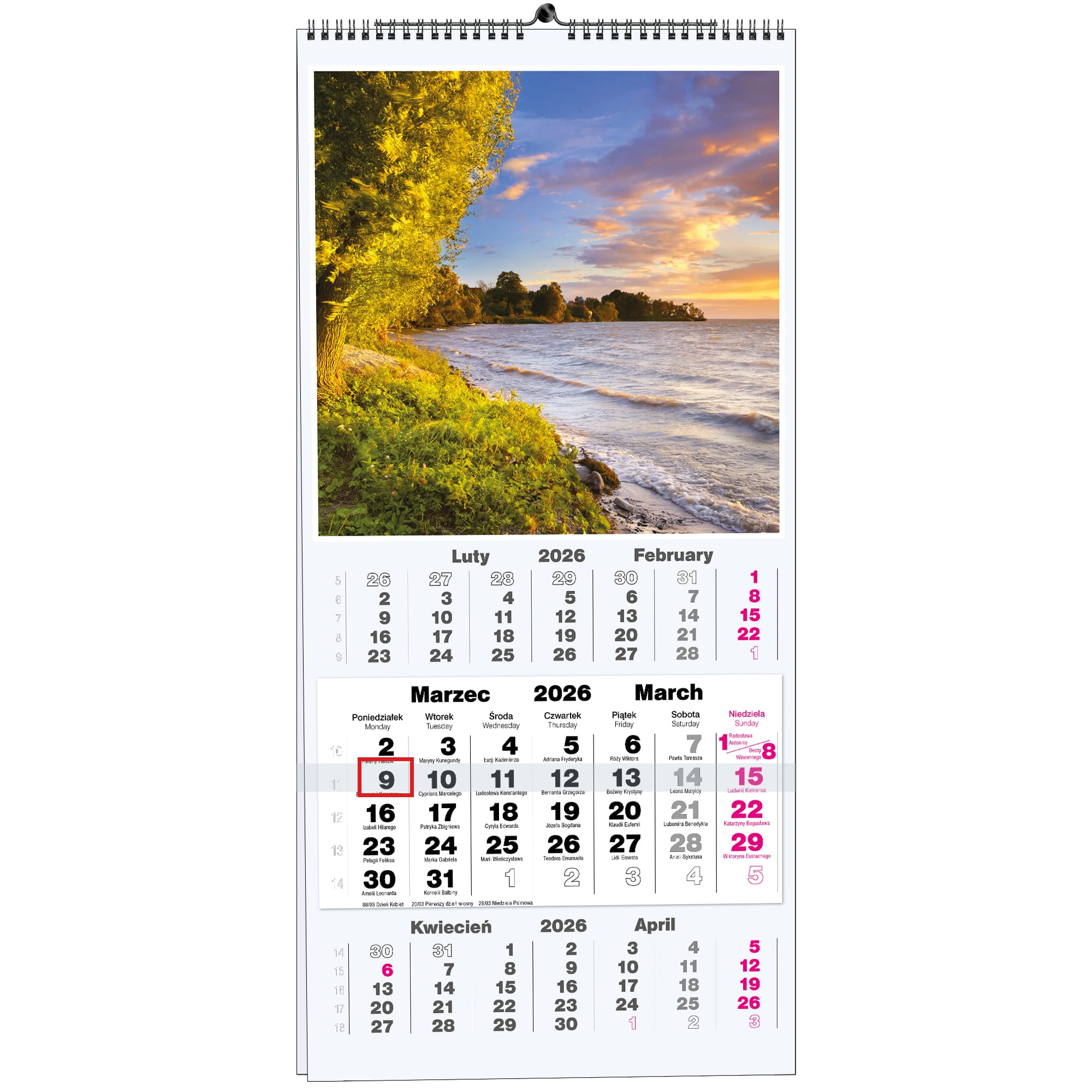 Kalendarz 2026 TRÓJDZIELNY 13 planszowy 31 x 65 cm POLSKIE PEJZAŻE bad9e97a1e87265a41ce388b3760bd68
